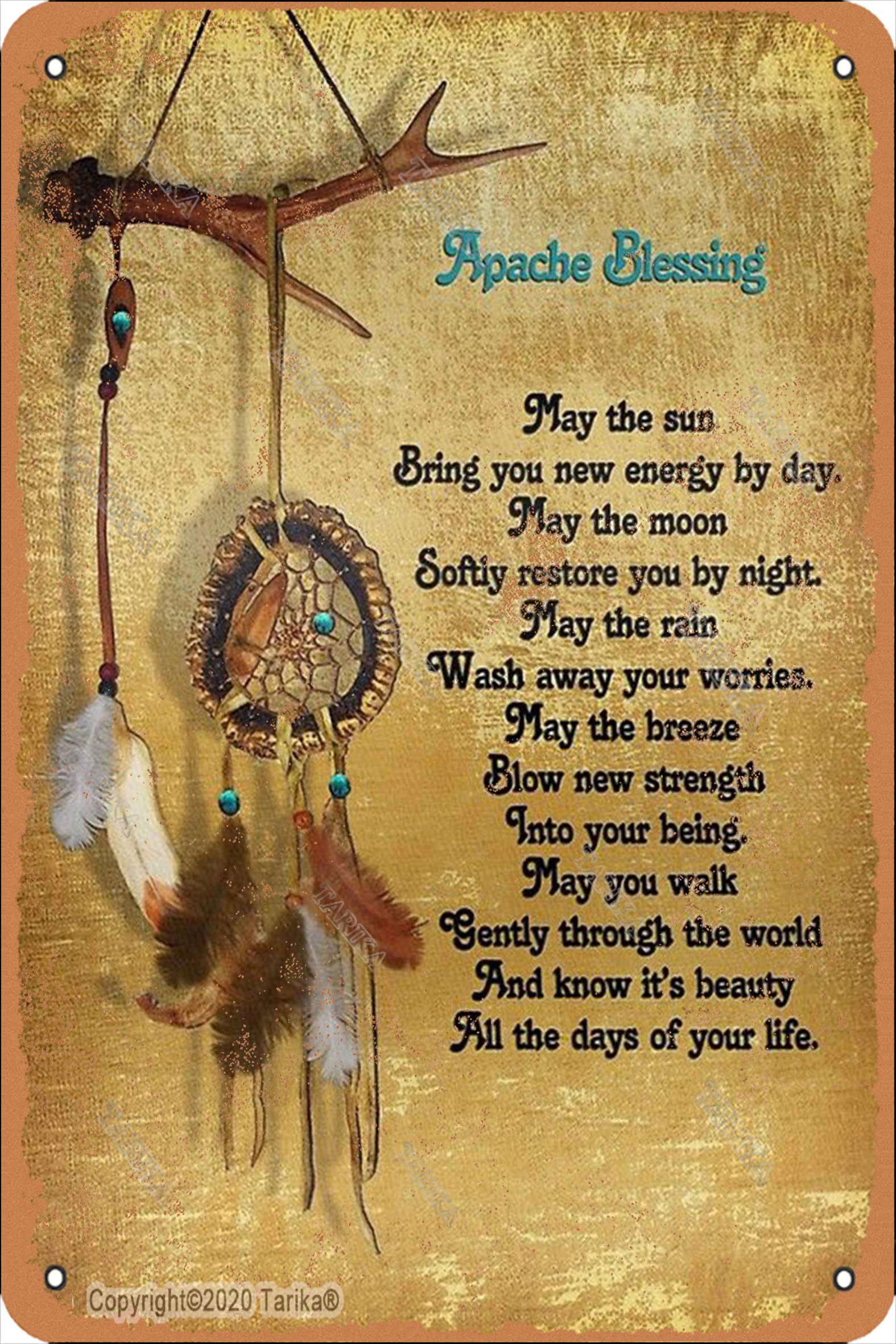 Apache Blessing May The Sun Bring You New Energy 8X12 Inch Iron Retro Look Decoration Plaque Sign for Home Kitchen Bathroom Farm Garden Garage Inspirational Quotes Wall Decor