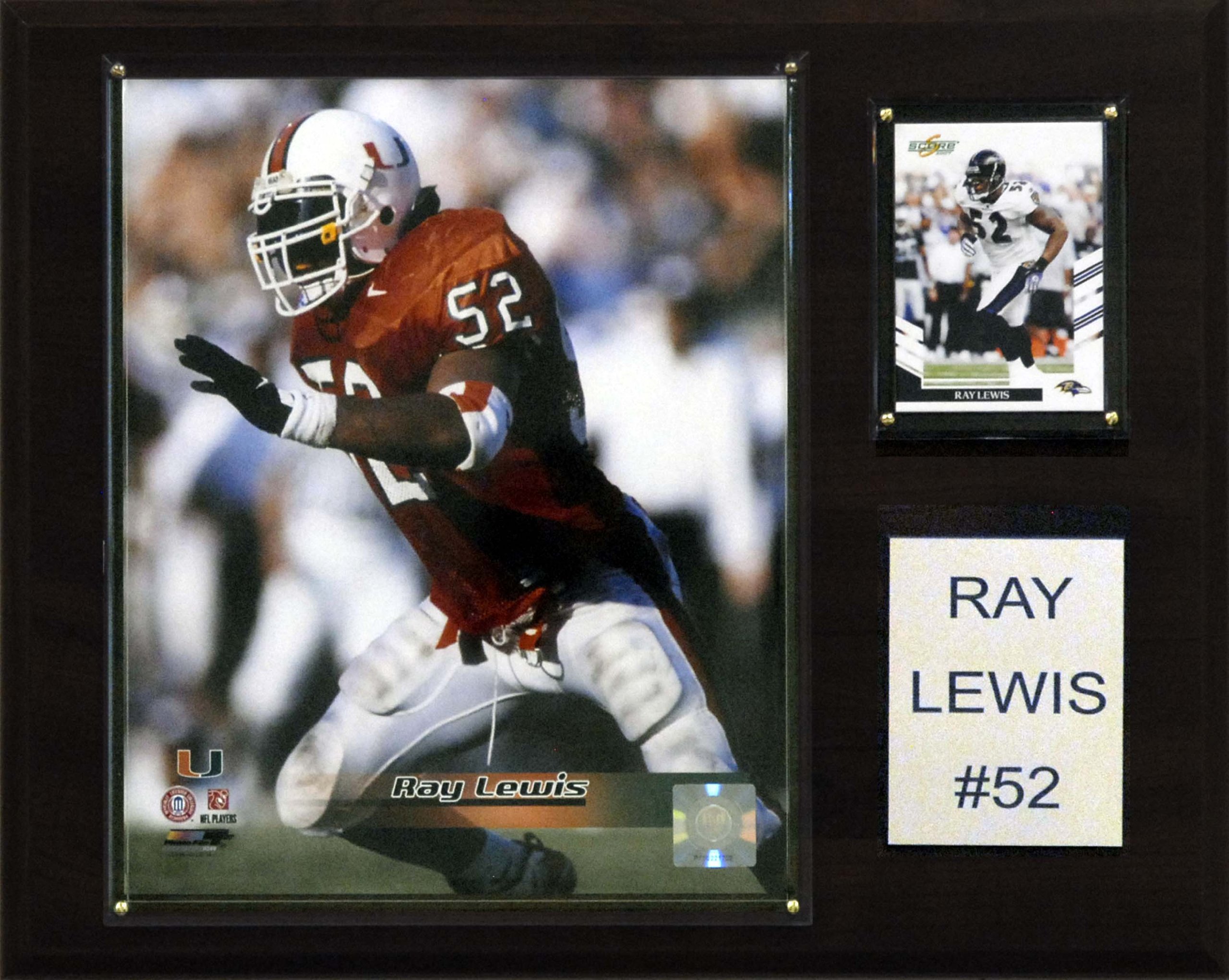 NCAA Football Ray Lewis Miami Hurricanes Player Plaque