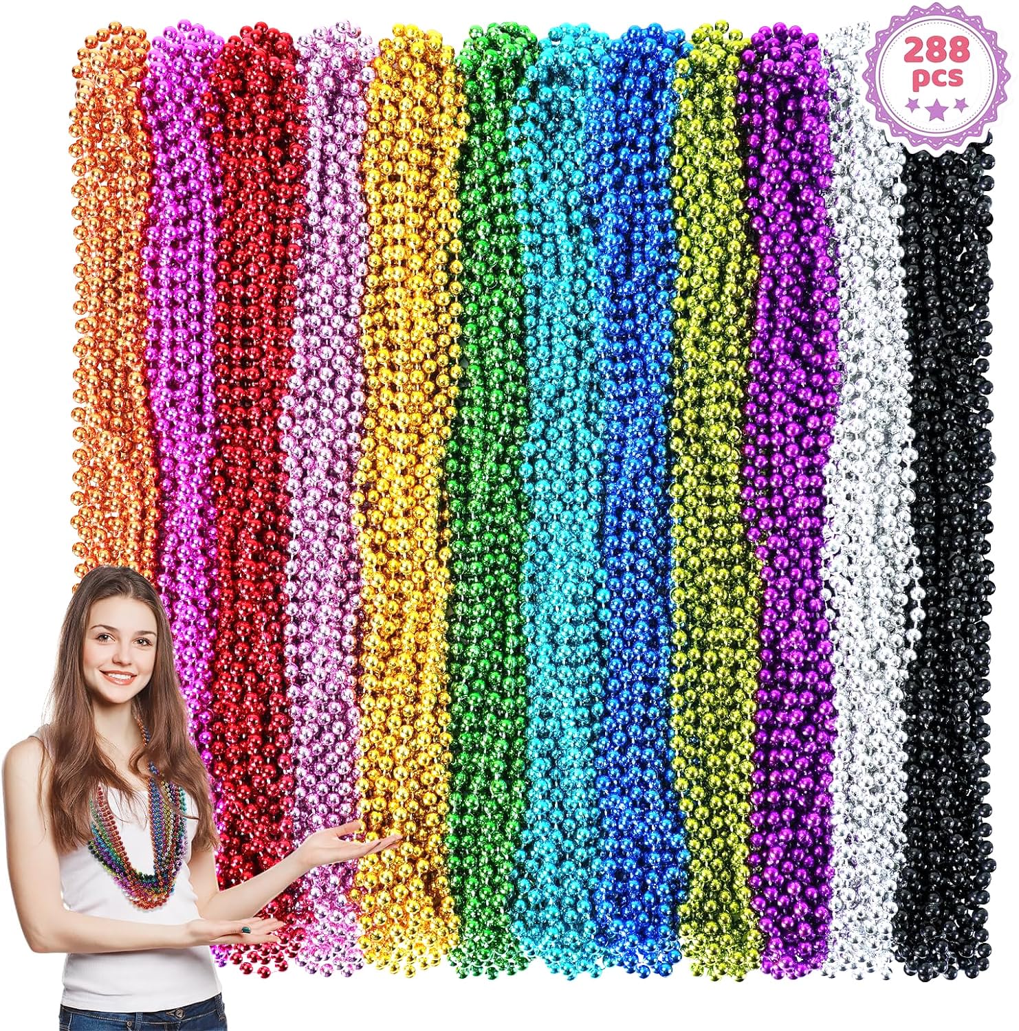Amazon.com: 288PCS Mardi Gras Beads, 12 Colors Mardi Gras 