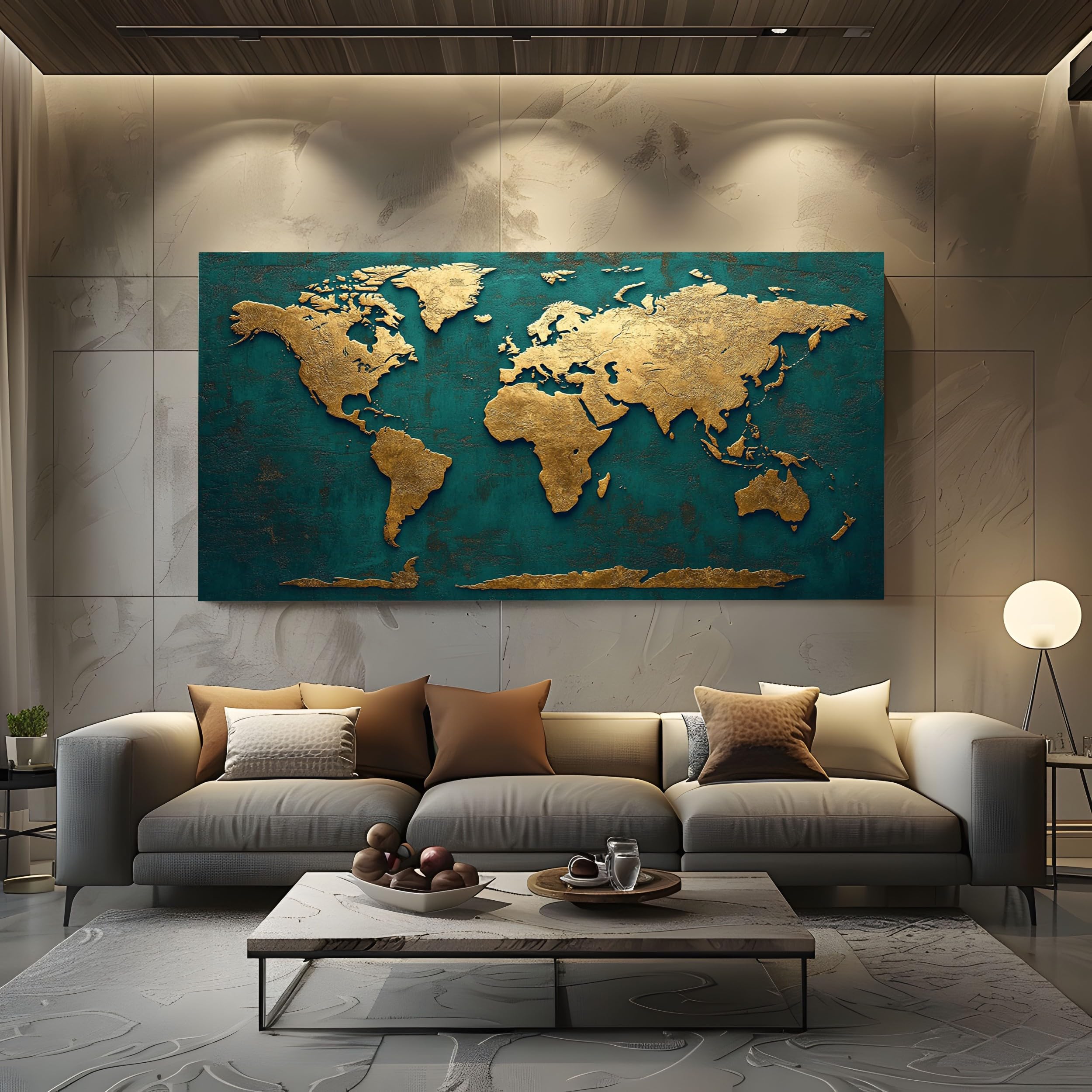ZORYAN Quadri da Parete Moderni per Soggiorno Mappa Senza Cornice 80x160 cm