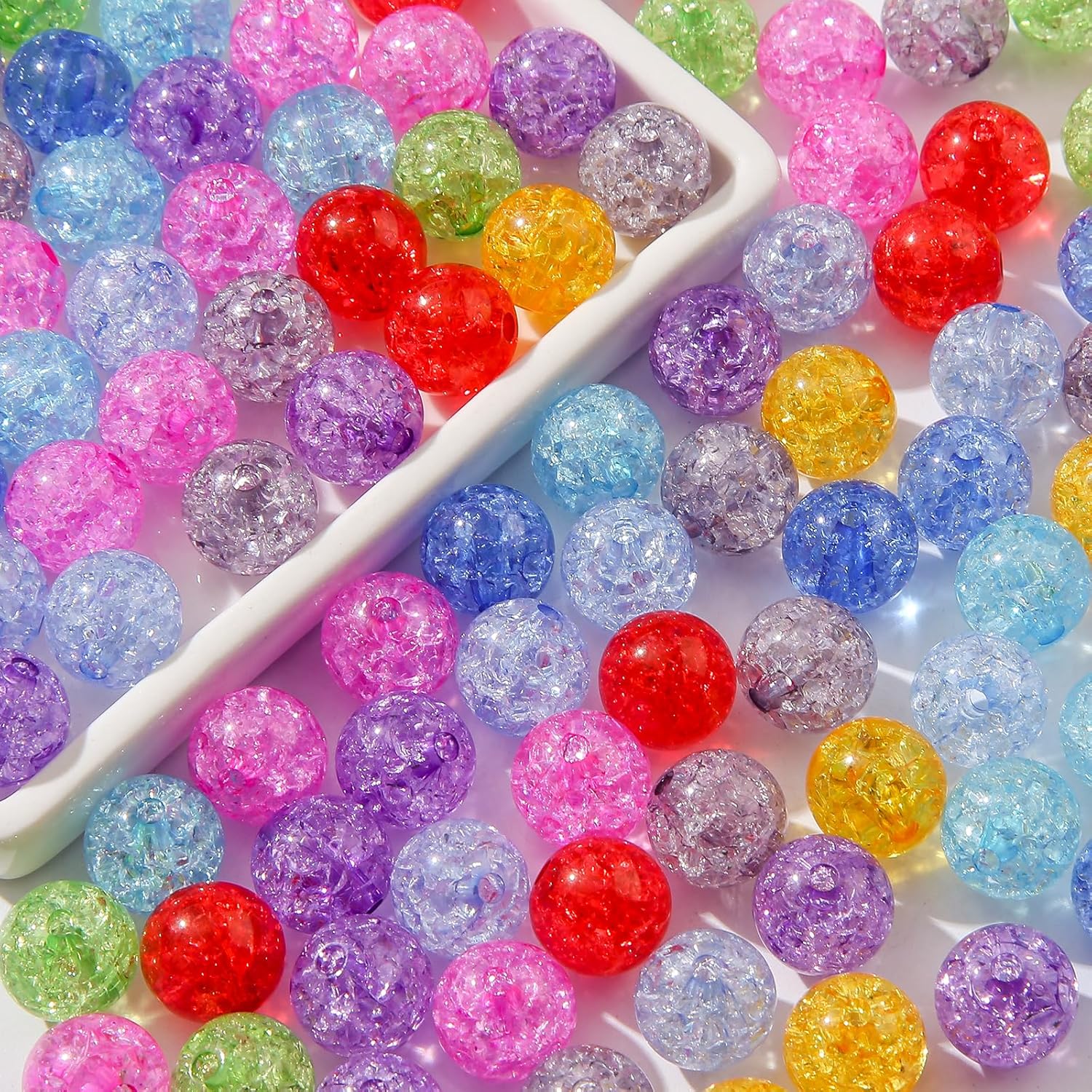 12mm Acrylic Beads 250pcs Color Crack Bead Assorted Colors Round Bubble Beads for DIY Craft Jewelry Necklace Making(Crack-deep) - Image 3