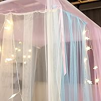 Vista 4 de dosel de 4 postes para esquinas de cama de princesa, dosel de tul.