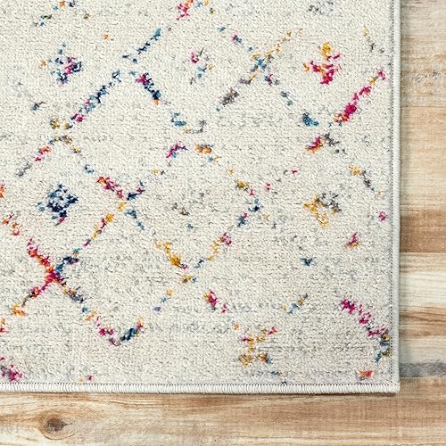 Miniatura 36 de nuLOOM 2x8 Alfombra de Área Blythe Marroquí, Negro y Blanco, Diseño Bohemio Desvanecido, Resistente a Manchas, Para Dormitorio, Comedor, Sala