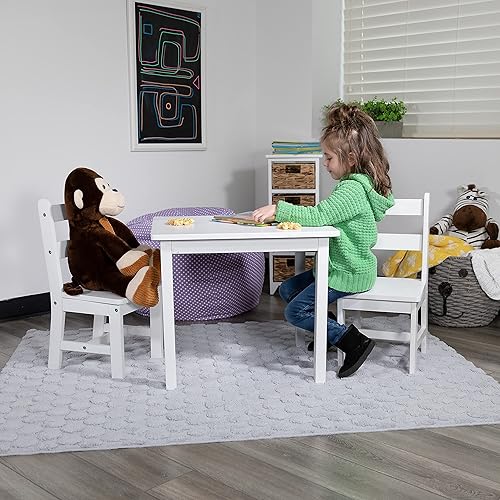 Miniatura 3 de Flash Furniture Kyndl - Juego de mesa y silla de madera maciza para niños, sala de juegos, dormitorio, cocina, juego de 3 piezas, color blanco