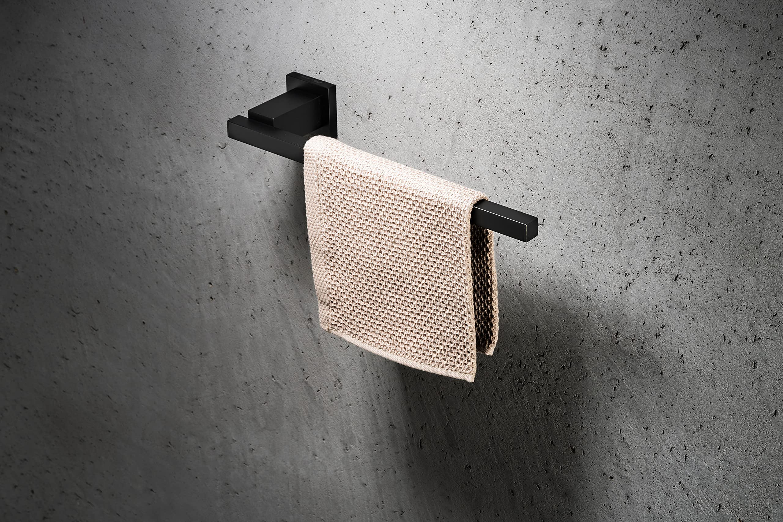 270S1-B Toallero de Pared 32cm | Soporte para Toallas y Paños de Cocina o Baño | Diseño Moderno y Elegante, Latón Cromado Negro Mate