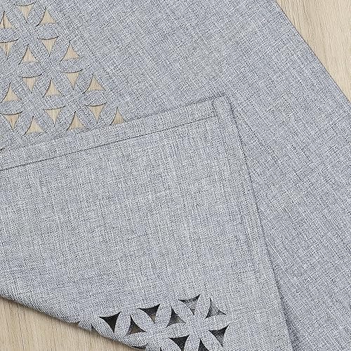 Miniatura 6 de Alynsehom Camino de mesa de tela gris 72 pulgadas de largo hueco rústico rústico bohemio decoración de comedor para el hogar, picnic, fiesta de