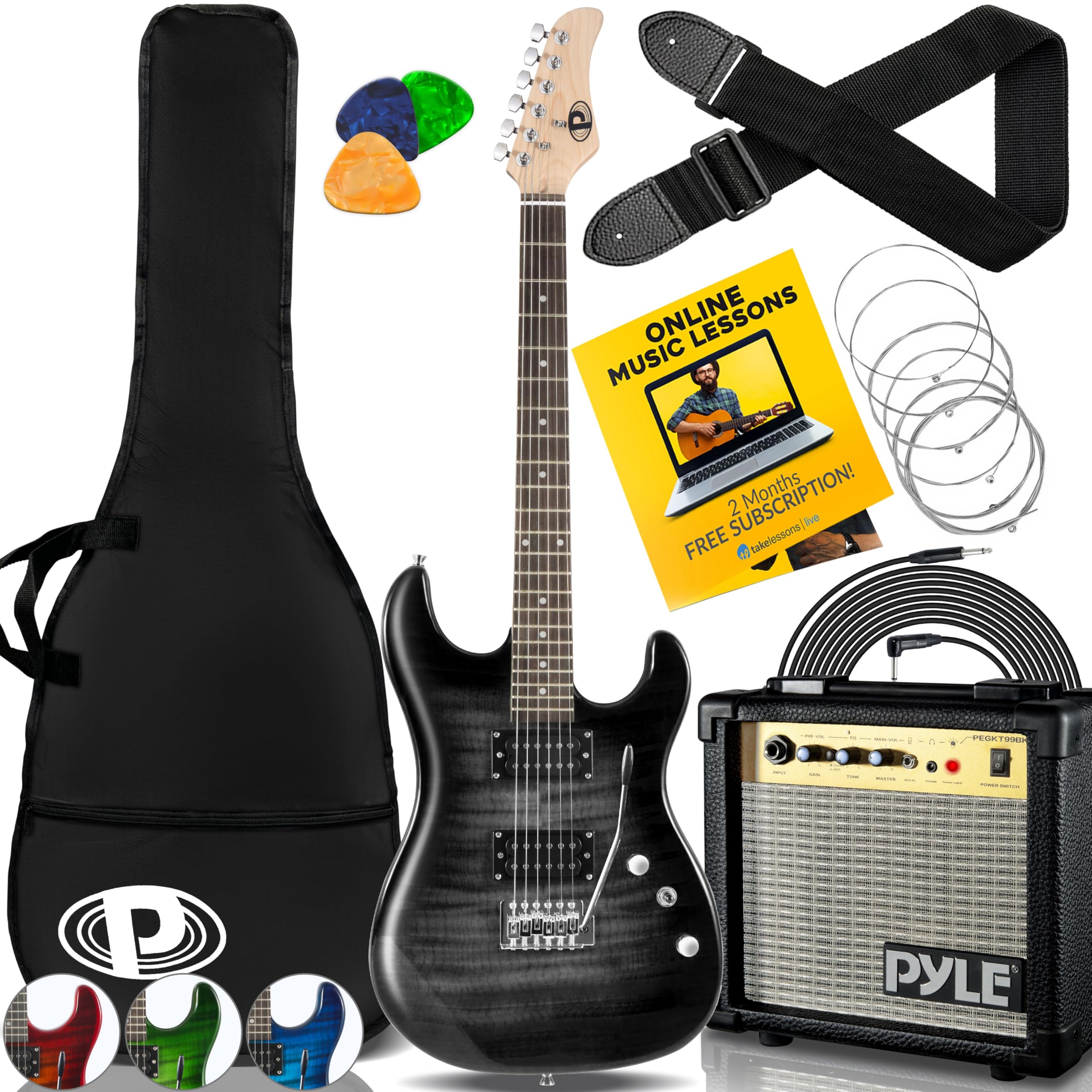 美品 Pylepro Guitar エレキベース Electric Guitar Kit for Beginners, 6-String, Paulownia Wood