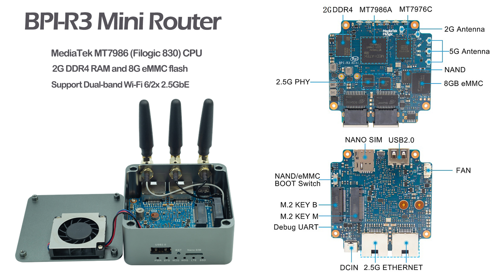 Watchman Internet Router Replacement Watch Banana Pi BPI-R3 Mini WiFi 6 Wireless Dual-Band Router Board on ...