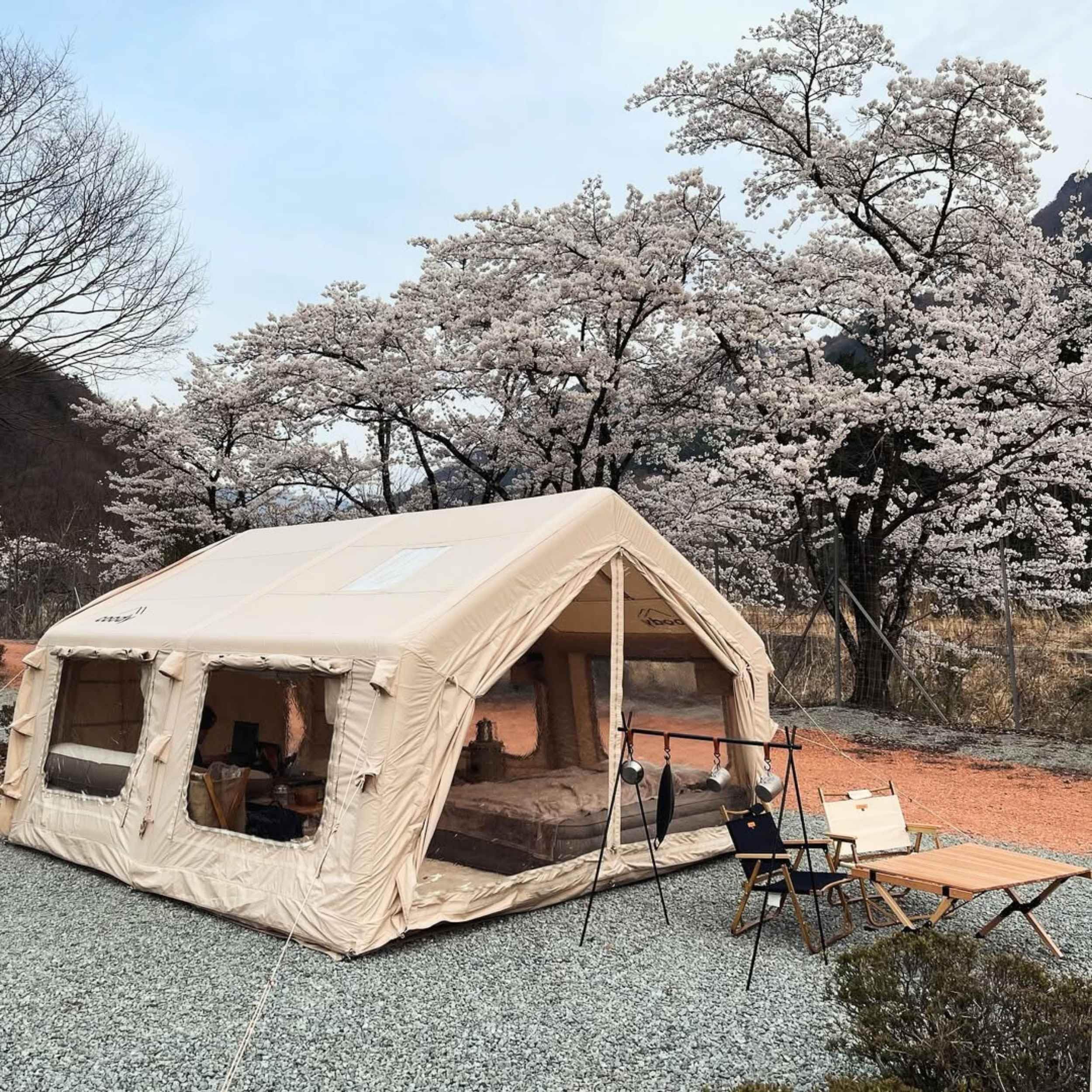 Coody | Rbm Outdoors Koala/Hub/Octopus Inflatable Tents for Camping with Stove Jack, 2/8/10 Person Luxury Canvas Blow Up Tent, 2 Room, Easy Setup Casa de Campaña, Large Inflatable House with Pump