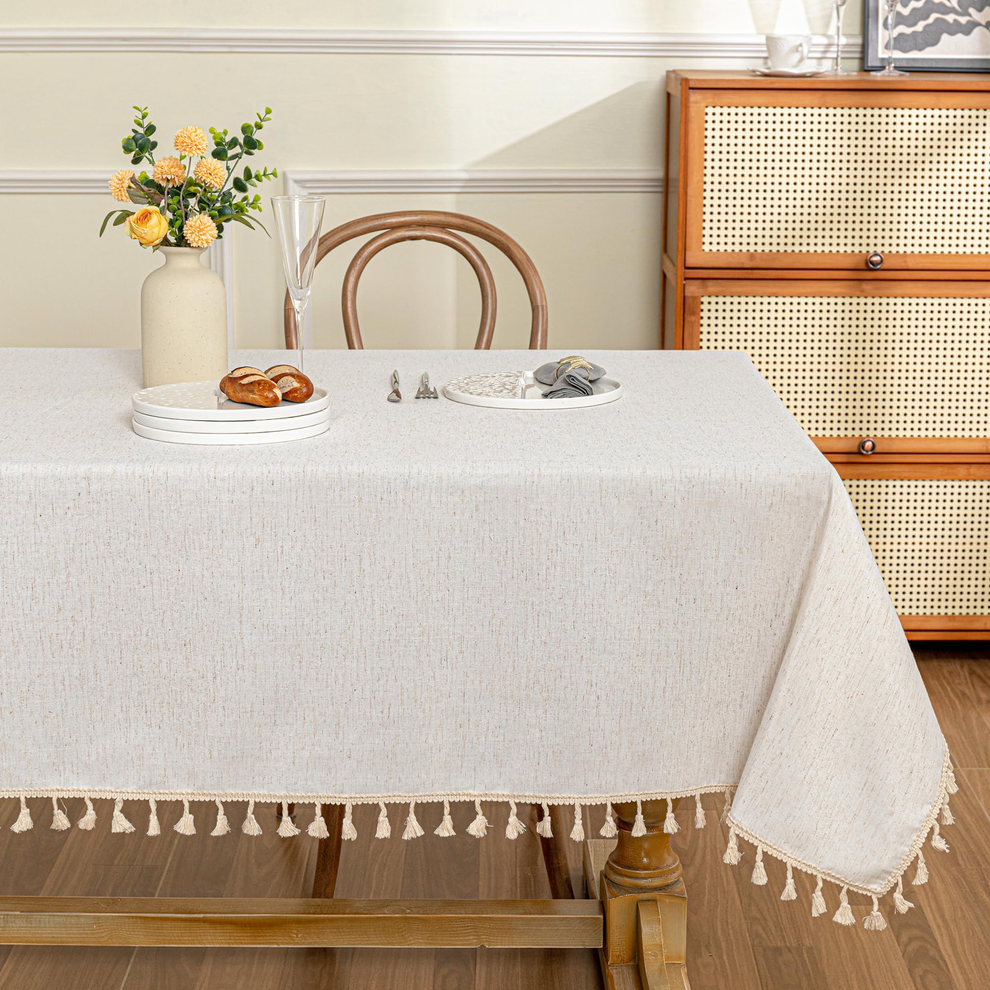 Amazon.com: Lenox 7464084OBLNAT French Perle Solid 60x84 Tablecloth, 60 ...