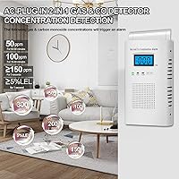 Vista 3 de Combination Gas & Carbon Monoxide Detectors - Plug in Carbon Monoxide Alarm & Natural Gas Detector for Home, 2-in-1 Co Detector & Combustible Gas