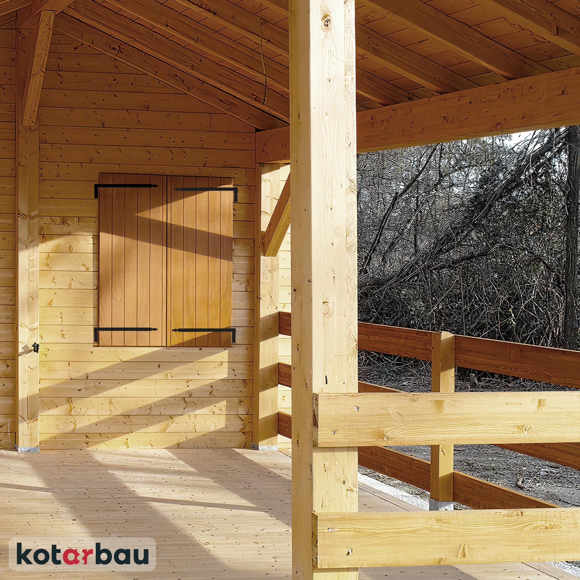 KOTARBAU® Charnière à Congé de 600 mm Noire x2 en Acier | Charniere Porte Lourde | Penture | Charniere Portail | Charnière Porte Lourde, | Penture Volet Bois | Charnieres | Charniere Noir | Charnières