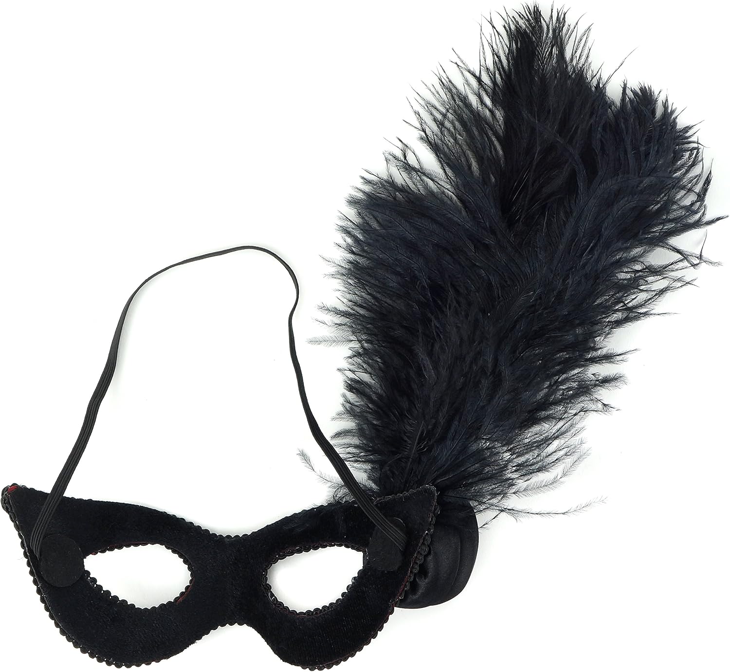 ZUCKER Black and Red Masquerade Mask - Venetian Style Feather Costume Party Accessory
