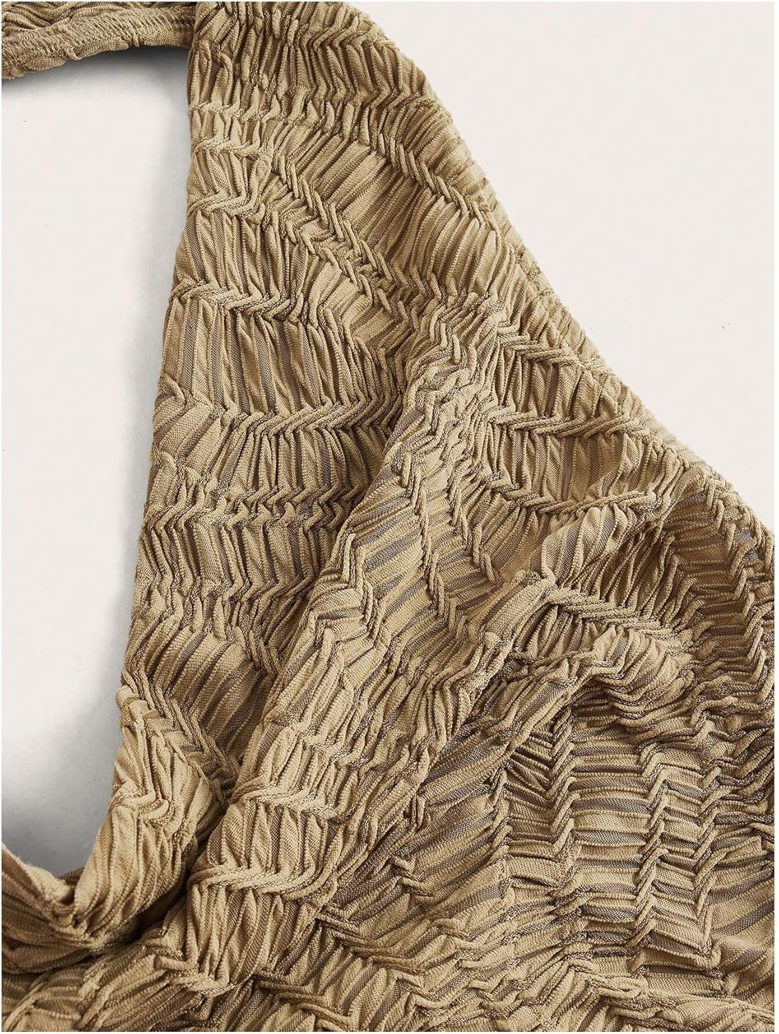 SHENHE Women's Halter Front Draped Backless Cowl Neck Textured Dressy Sexy Plunge Top - Image 4