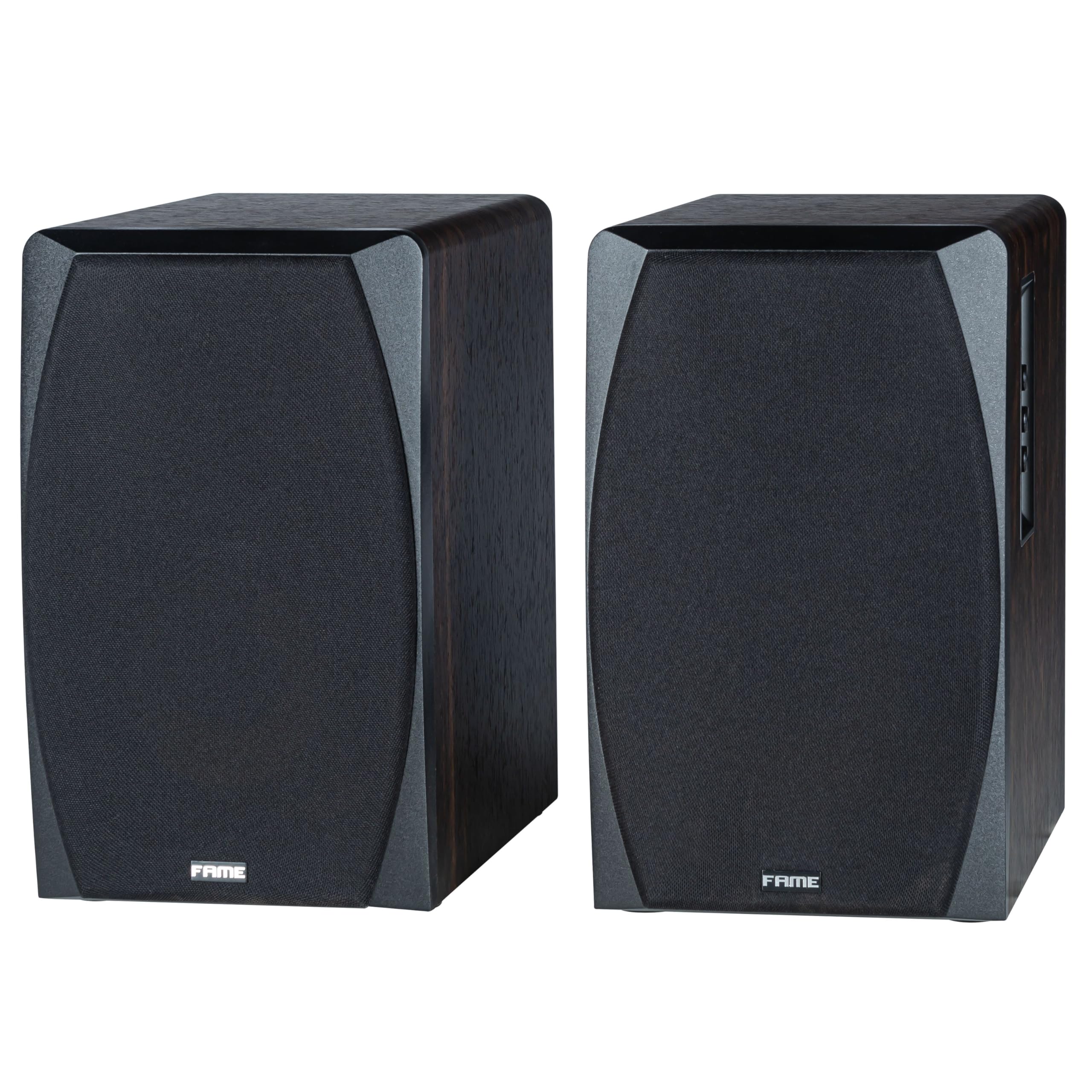 Fame 6,5" Aktiver 3-Wege Studiomonitor, Bluetooth, 150W RMS, 40Hz-20kHz, USB, EQ, Subwoofer-Out, Mikrofoneingänge, Schwarz, Ideal für Musiker und Content Creator