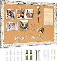 Vista 1 de DOLLAR BOSS Tablón de anuncios de corcho para pared - 36 x 24 pulgadas, tablero de corcho con marco de corteza de abedul, tablero decorativo