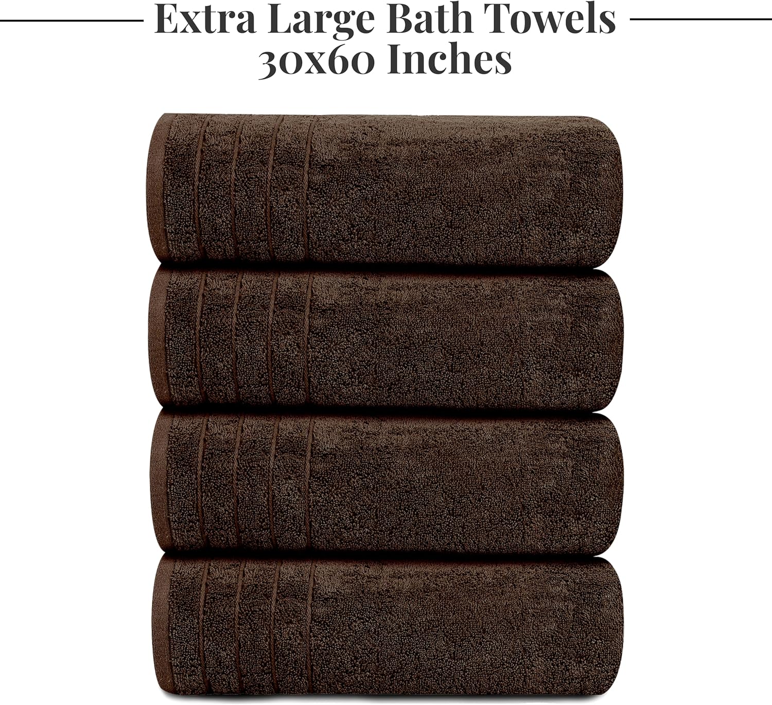 Tens Towels Pack of 4 Extra Large Bath Towels 30 x 60 Inches, 100% Cotton, Larger & Lighter Weight, Quicker to Dry, Super Soft and Absorbent, Perfect for Bathroom, Brown - Image 7