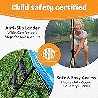 Vista 6 de Jumpzylla - Cama elástica recreativa para niños, con red de seguridad, escalera y revestimiento antioxidante, de 8, 10, 12, 14, 15 y 16 pies