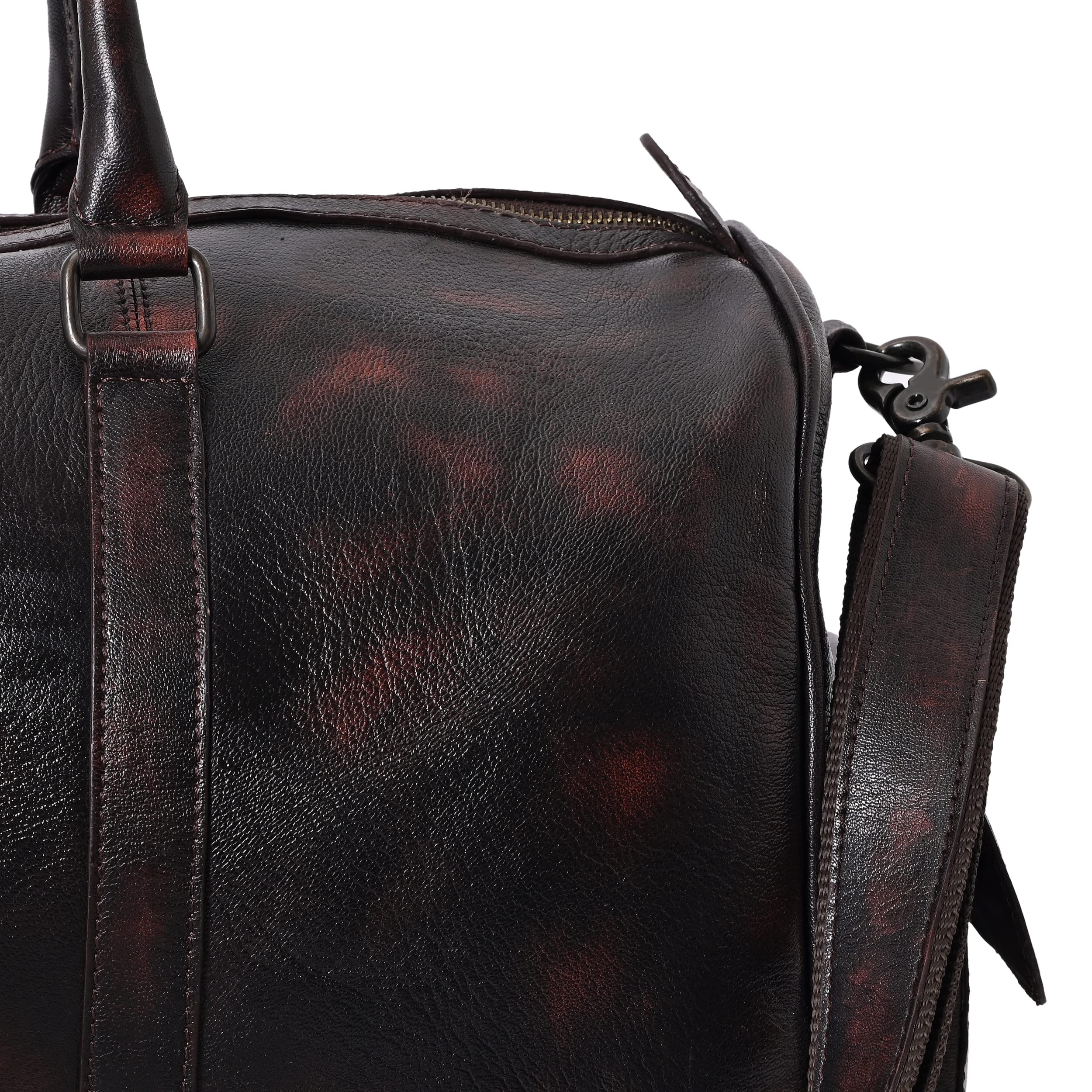 ZINT Vintage Genuine Brown Full Grain Brush-Off Leather Unisex Holdall Travel Duffle Weekender Bag - Image 2 thumbnail