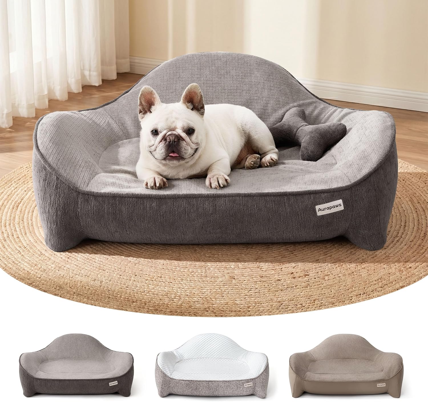 Orthopedic Dog Bed Medium: 3 in 1 Memory Foam Pet Sofa with Removable Covers