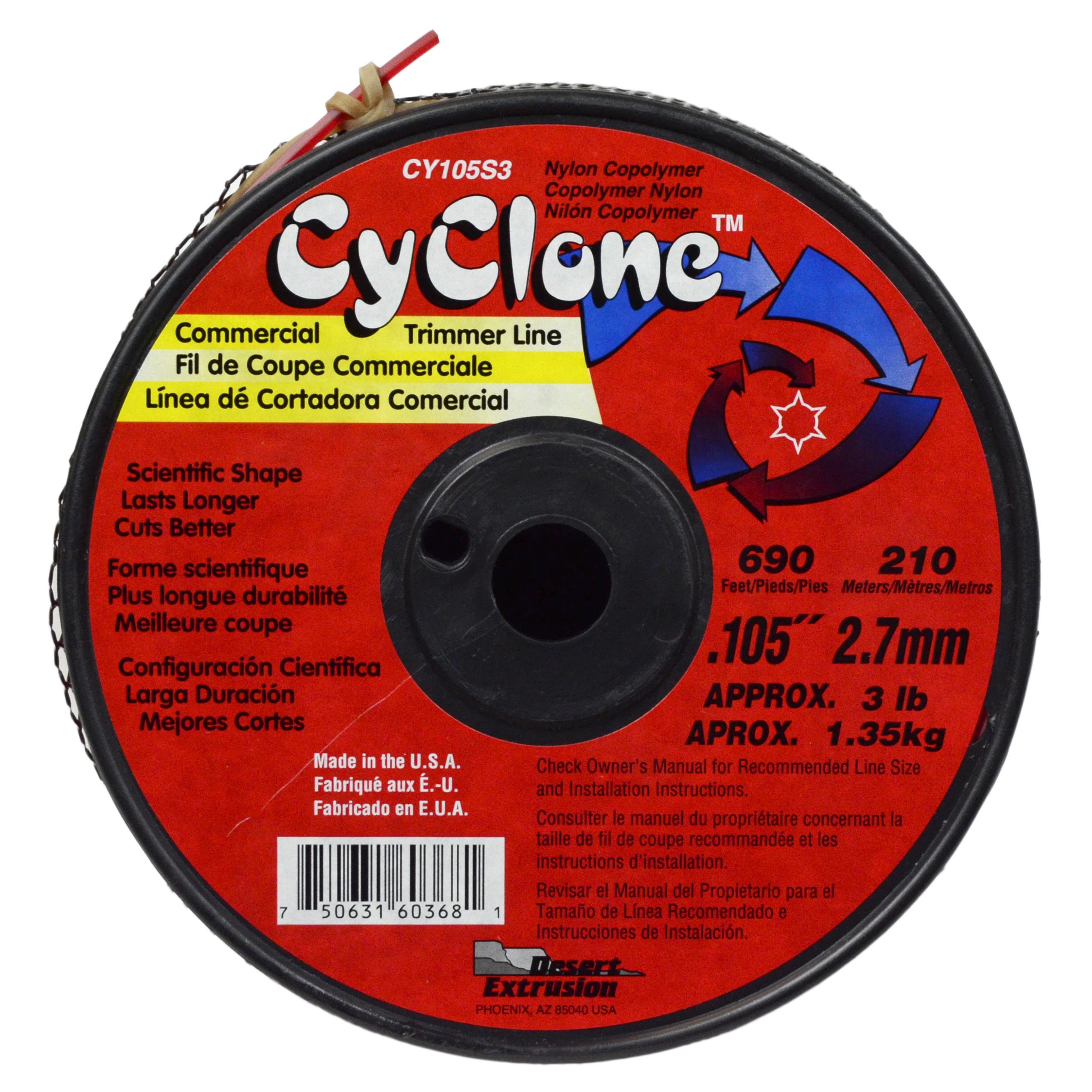 Cyclone Carrete de 105 Pulgadas, 3 Libras, línea de Corte de césped de 6 Hojas, Color Rojo CY105S3-2