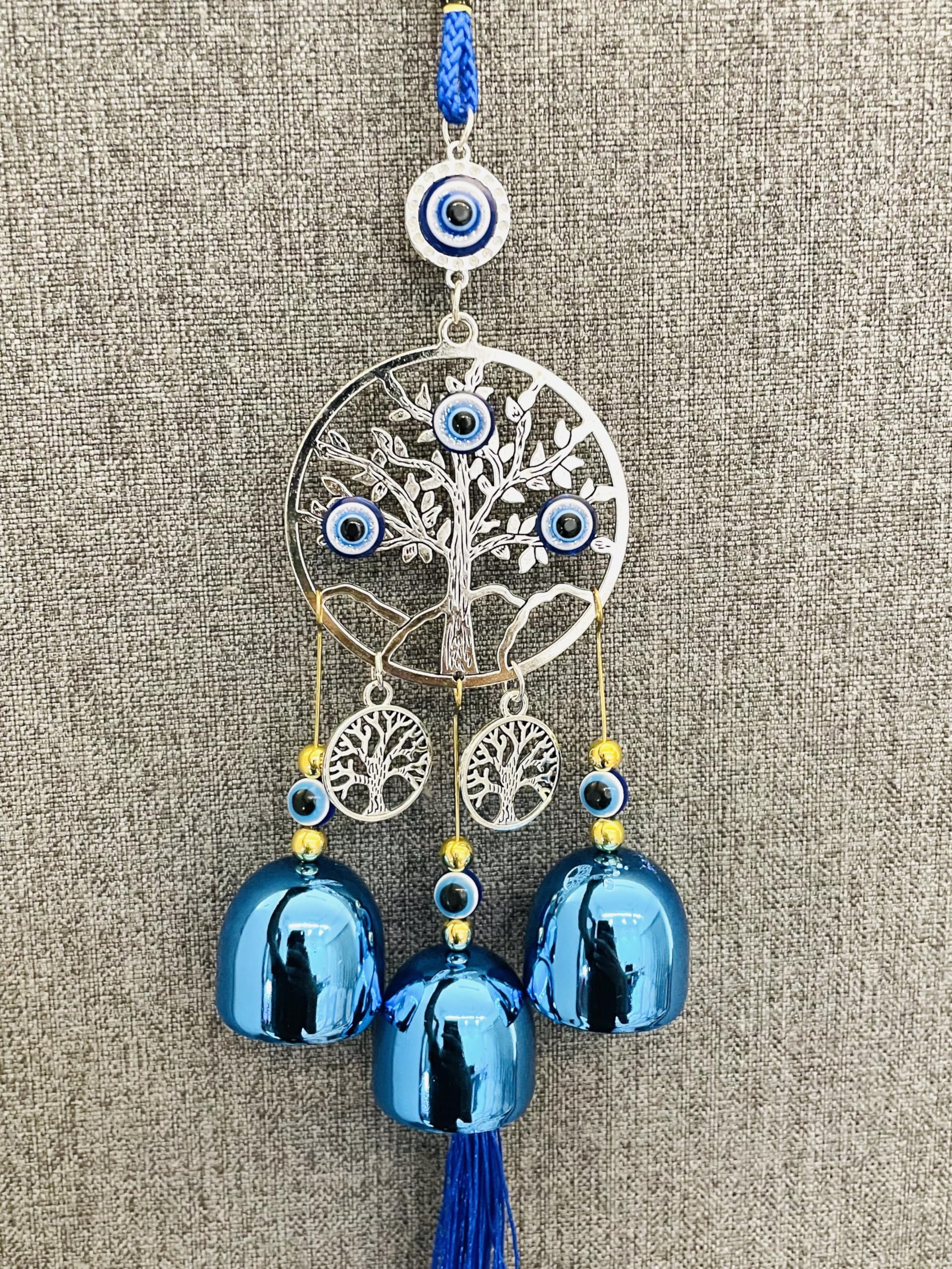 Evil Eye Wind Chime 3 Bells for Home & Office - Brings Positive Vibes & Removes Negative Energy | Evil Eye Wind Chime | Evil Eye Tree 3 Bells