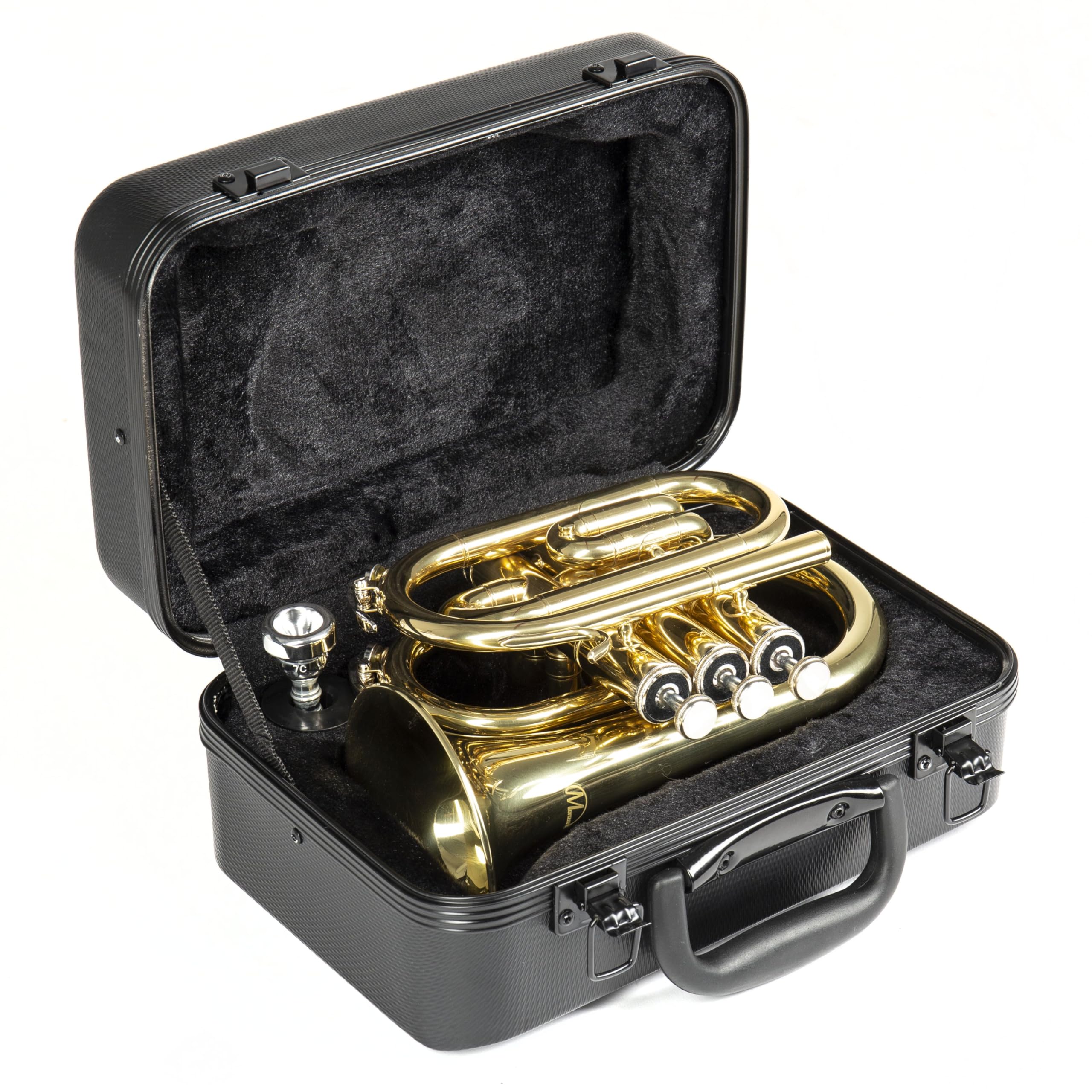 Monzani MZMT-500L Trompete, Bb Stimmung, 11.7mm Bohrung, 3 Ventile, Messing Korpus, inklusive Mundstück und Hardcase, Leichte Ansprache, brillanter Klang, ideal für Reisen und Üben
