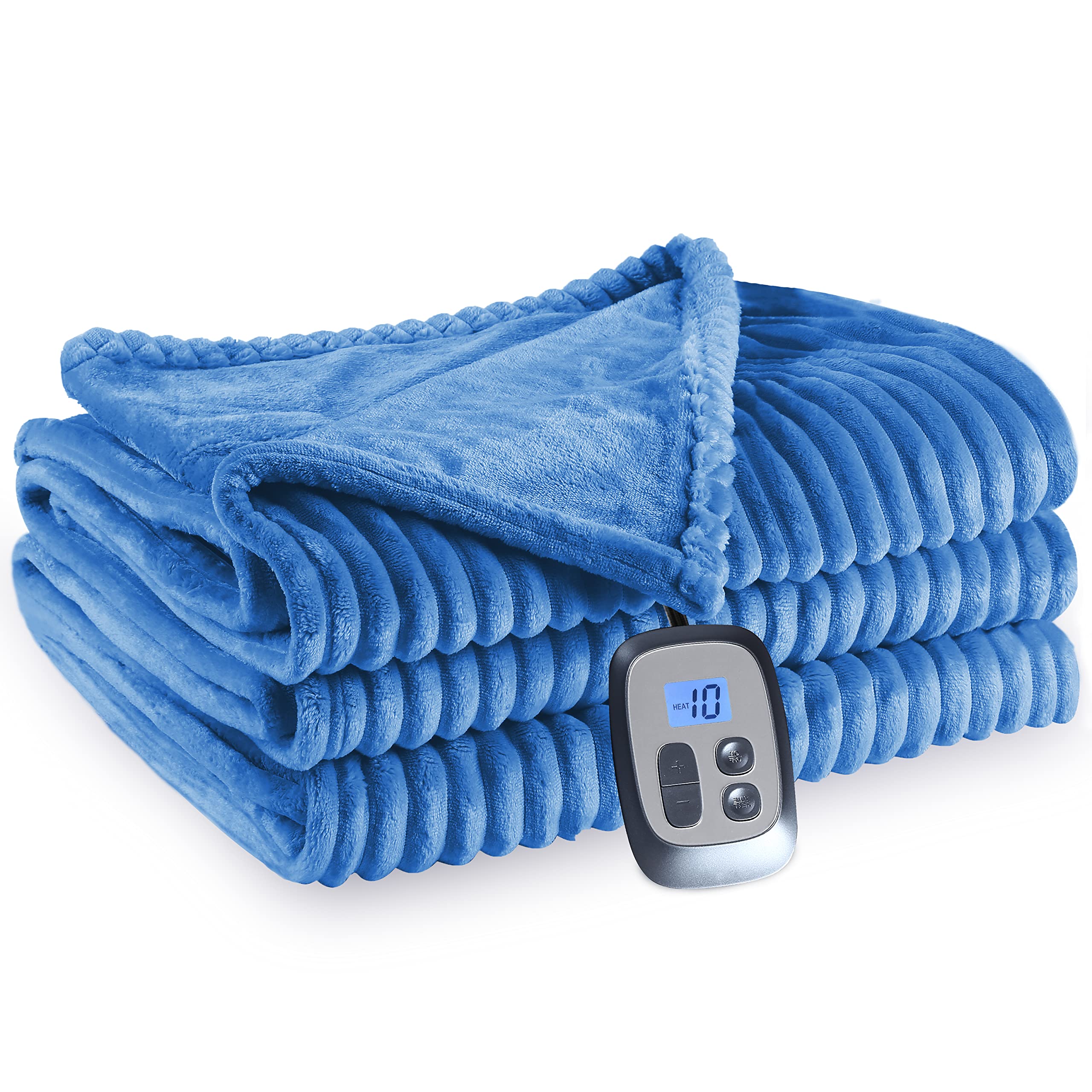 Amazon.com: Heated Blanket Electric Throw Large Full Size 72x84 with 10  Heating Levels u0026 12H Adjustable Auto Off, Super Soft Flannel Heating Blanket  for Home Office Use, Light Blue : Home u0026