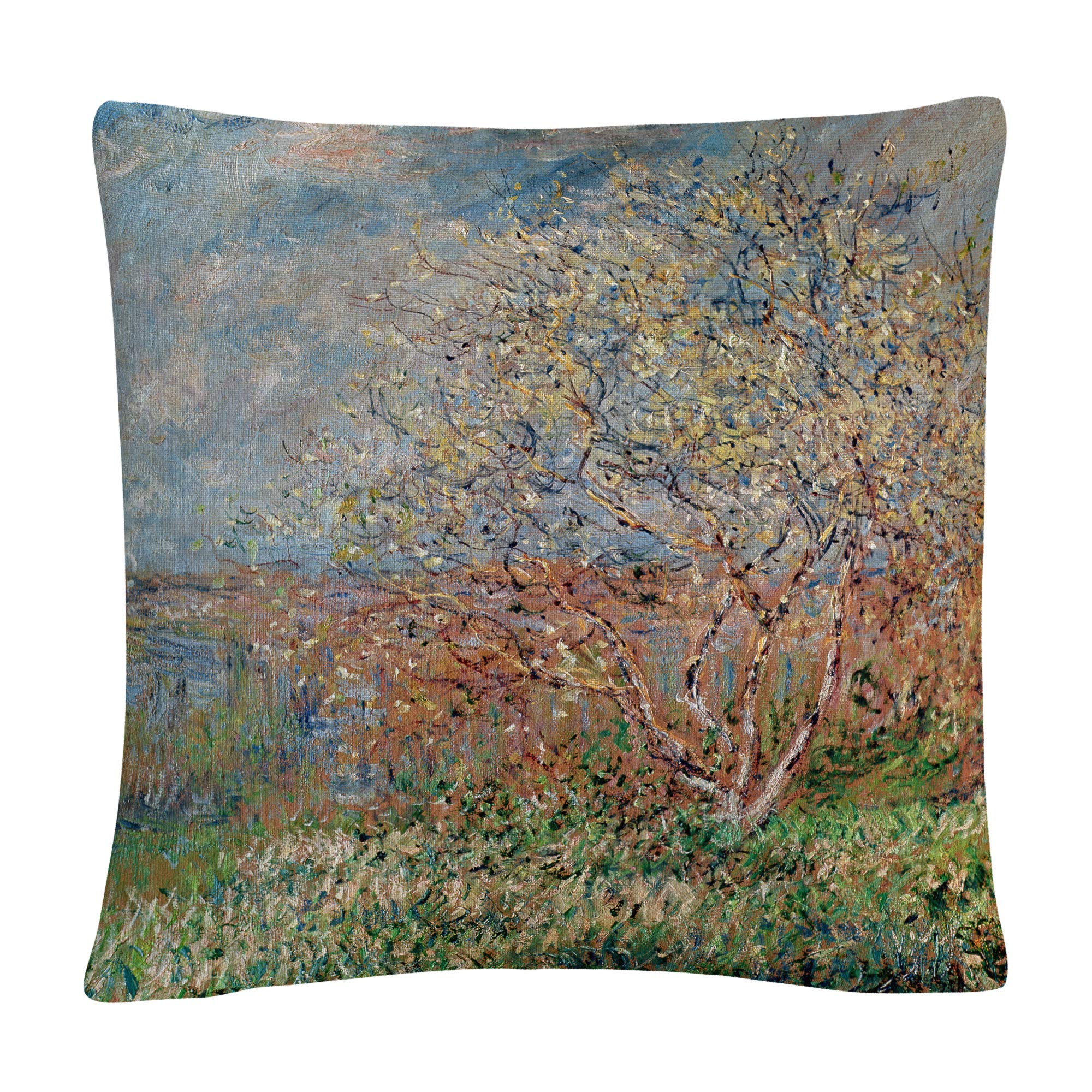 Trademark Fine Art Spring 1880 by Claude Monet 16x16 Decorative Throw Pillow