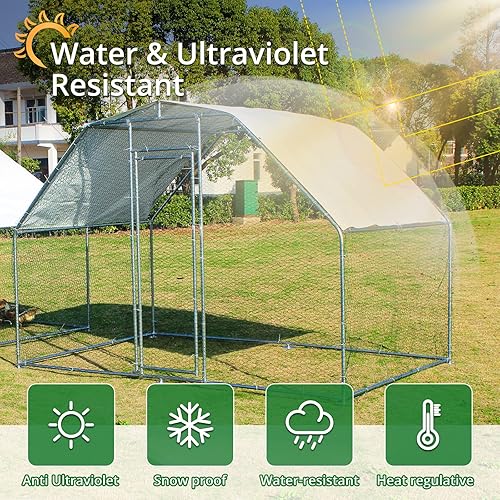 Vista 5 de Towallmark Jaula grande de metal para gallinero, gallinero galvanizado, jaula de gallina de alambre galvanizado, jaulas de conejos con cubierta