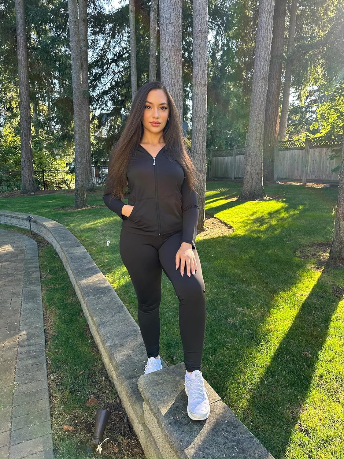 PINSV Women Two Piece Outfits Workout Sets Bodycon Tracksuit Long Sleeve Zip Up Hoodie Jacket Jogger Matching Sweat Pants Set - Image 2