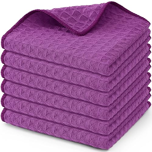 Homaxy Microfiber Waffle Weave Kitchen Dish Cloths, 12 x 12
