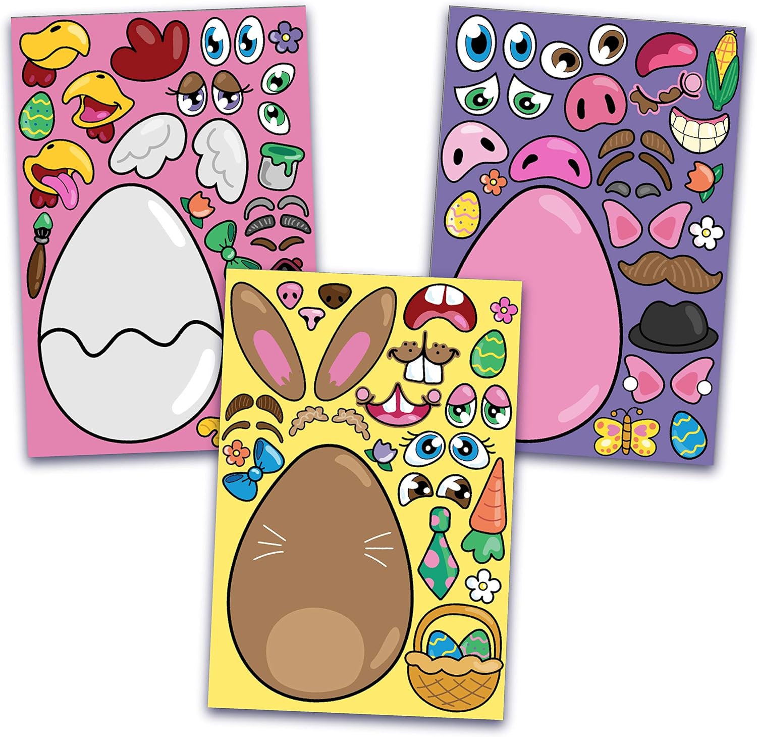 JOYIN 24 PCS Easter Stickers Mix and Match Make a Face Animal Stickers with Easter Egg Themed Pig, Bunny, Chicken, Cow, Sheep, Duck Party Favor Supplies, Art and Craft - Image 8
