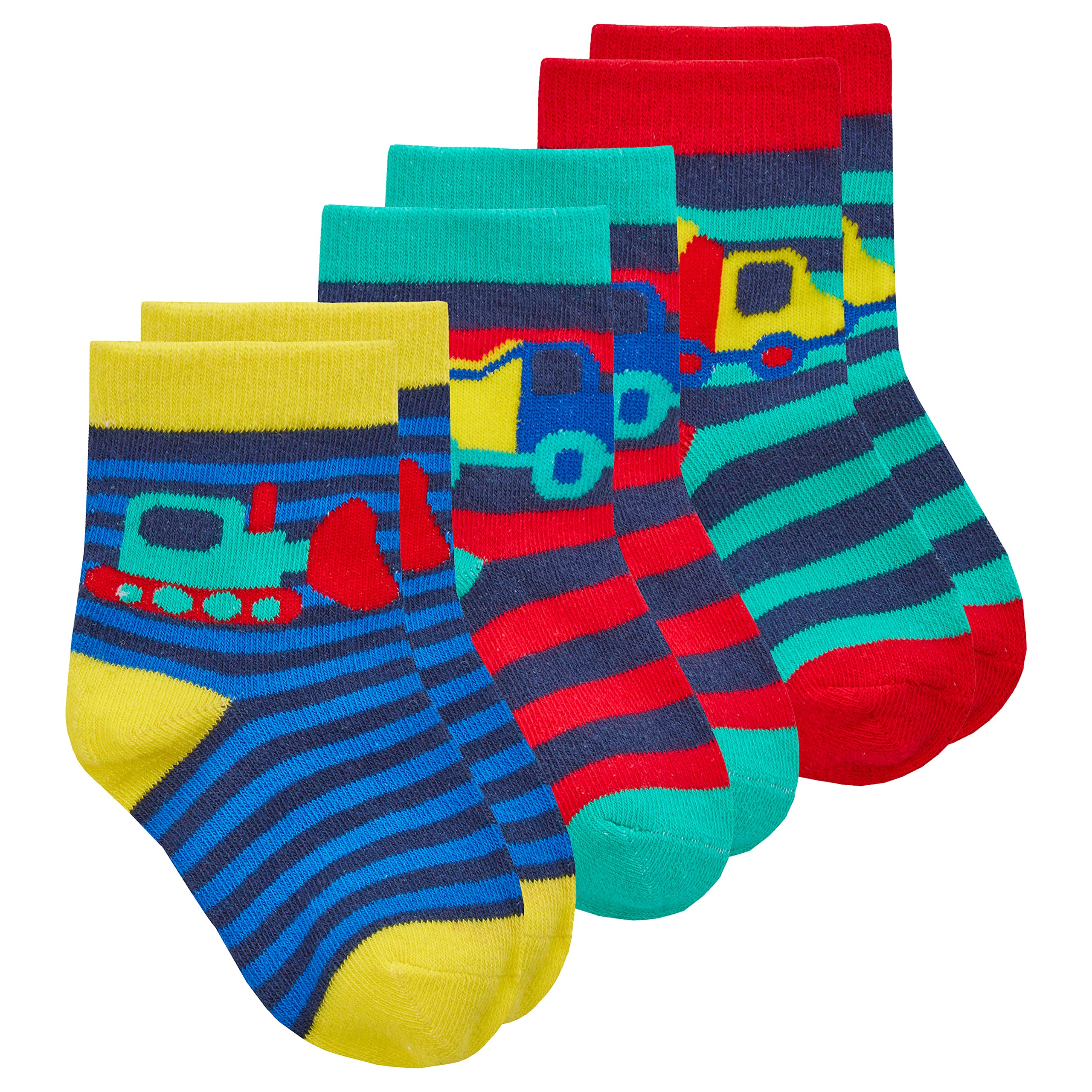 Metzuyan Baby Boy Cotton Rich Socks Truck Striped Low Cut Ankle 3-5.5