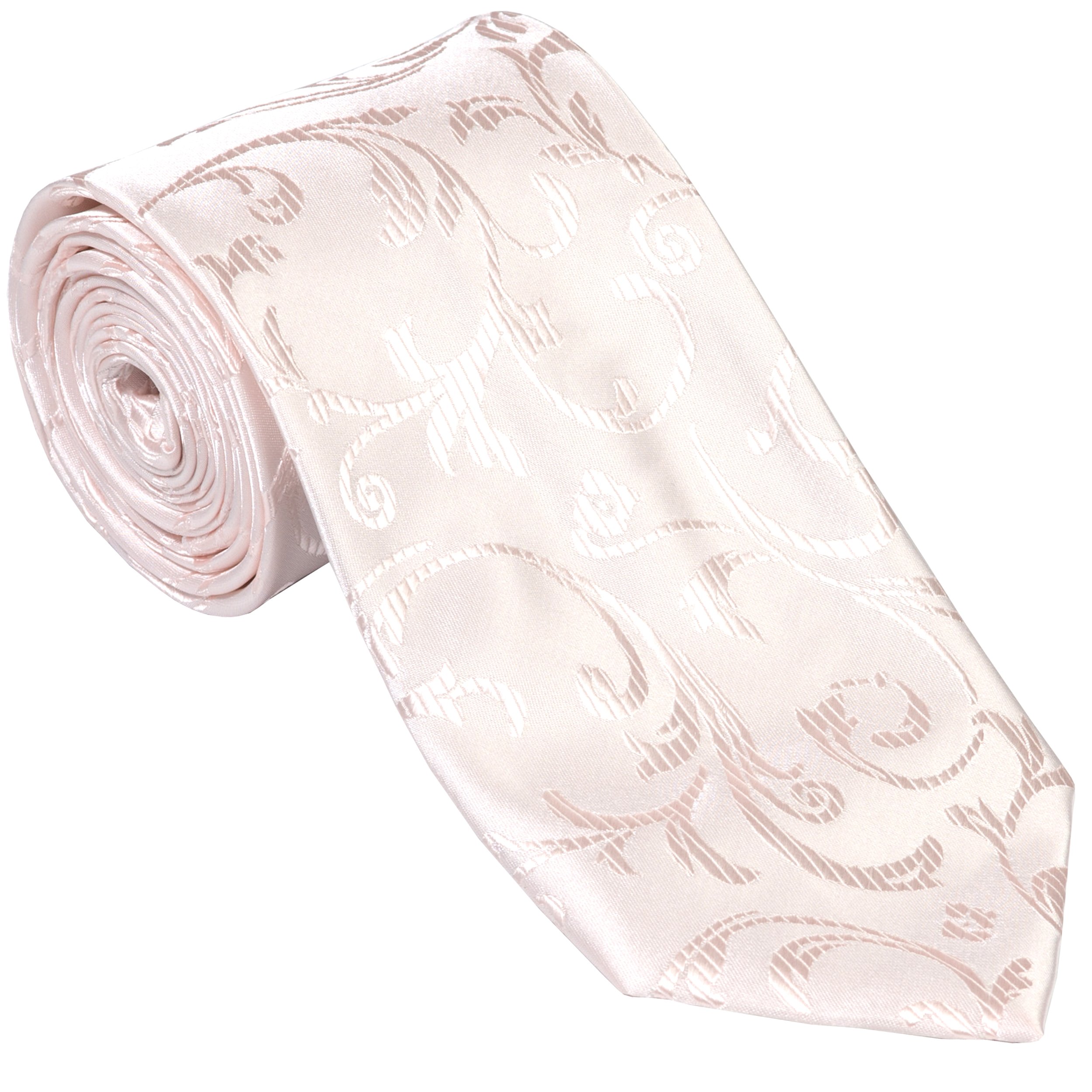 Abel & Burke Ivory Bridal Blush Swirl Leaf Wedding Tie #AB-T1000/13