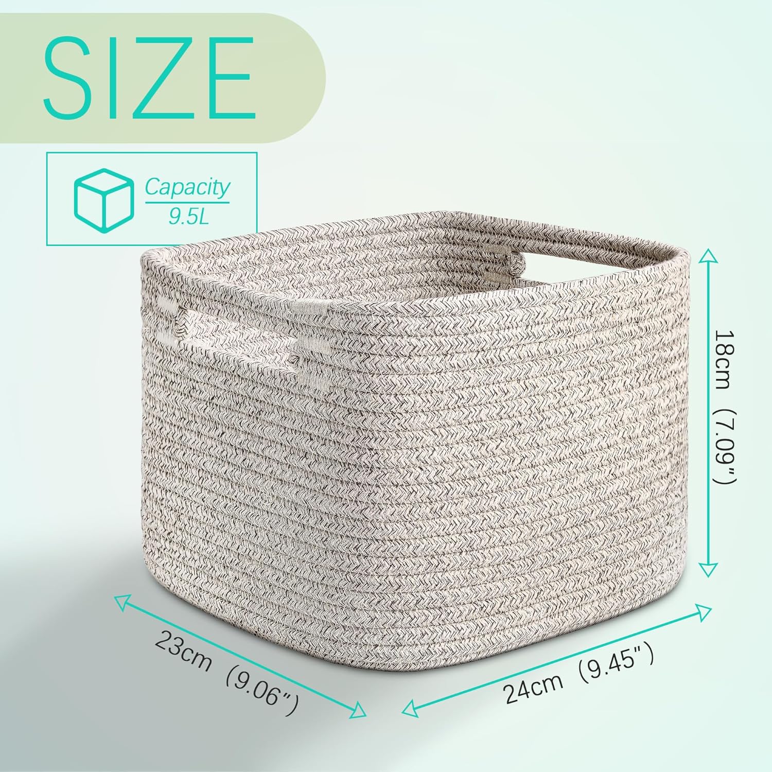 3 Pack Cotton Rope Storage Baskets, 9"x9"x7" Cube Organizer Bins with Reinforced Handles for Toys, Clothes, Towels, Shelf – Natural Gift Baskets for Nursery, Bathroom, Pantry