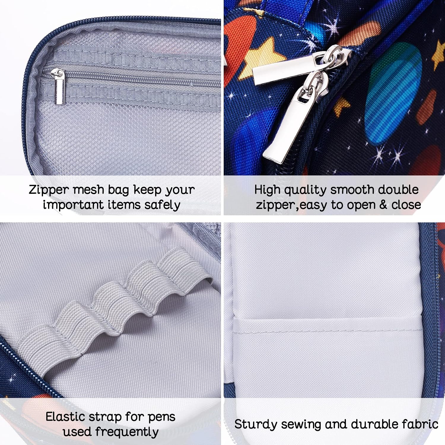 LParkin Galaxy Pencil Case for Boys Super Large Capacity 3 Compartments Space Pencil Pouch Space Galaxy Gifts for Students Teen Boys Makeup Bag - Image 5