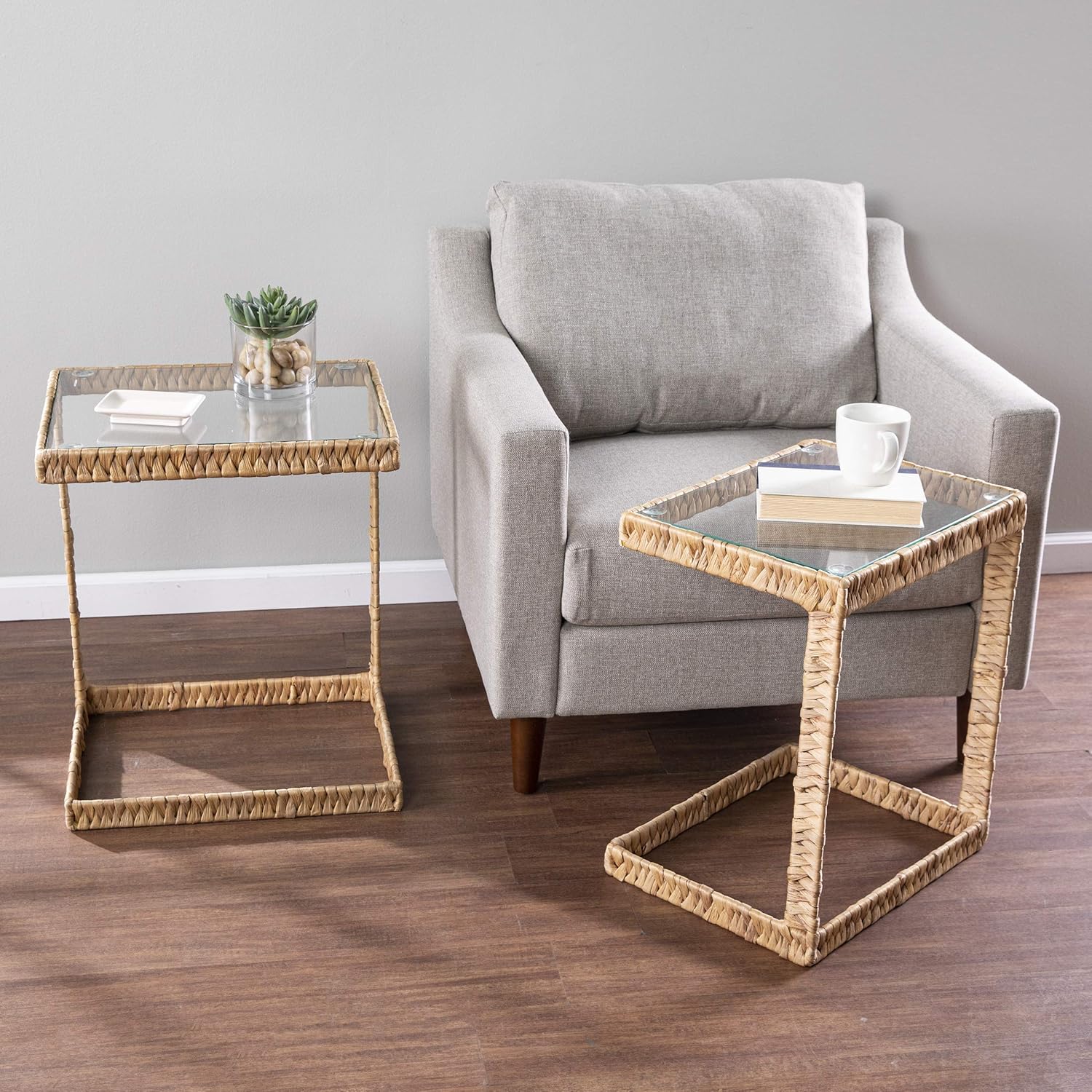 SEI Furniture Ismaya Water Hyacinth C Tables – 2pc Set, Natural