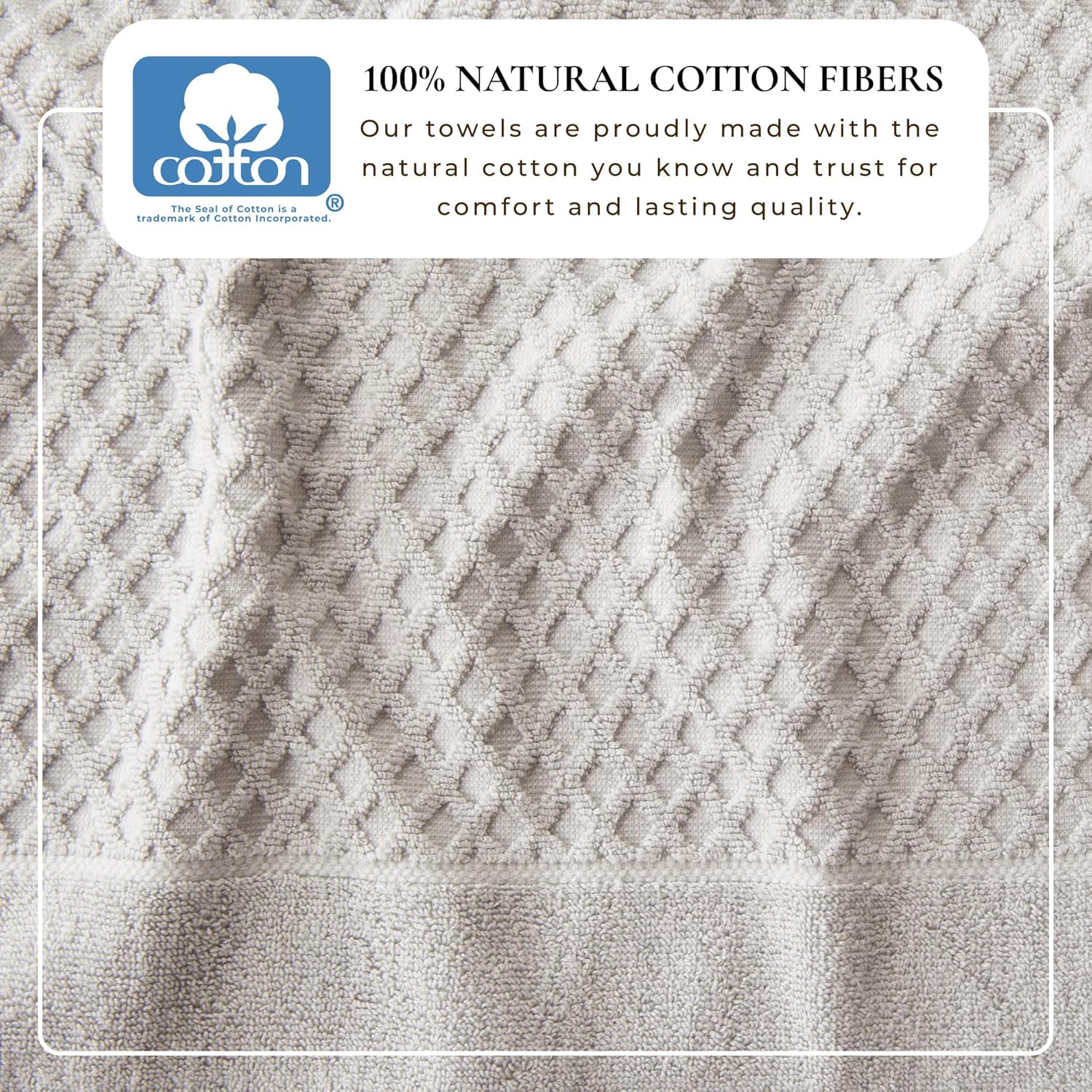 Great Bay Home Bath Towels - 100% Cotton 4 Pack 54x27 Bath Towel Set - Absorbent, Durable, Quick-Dry Towels for Bathroom (Light Grey)