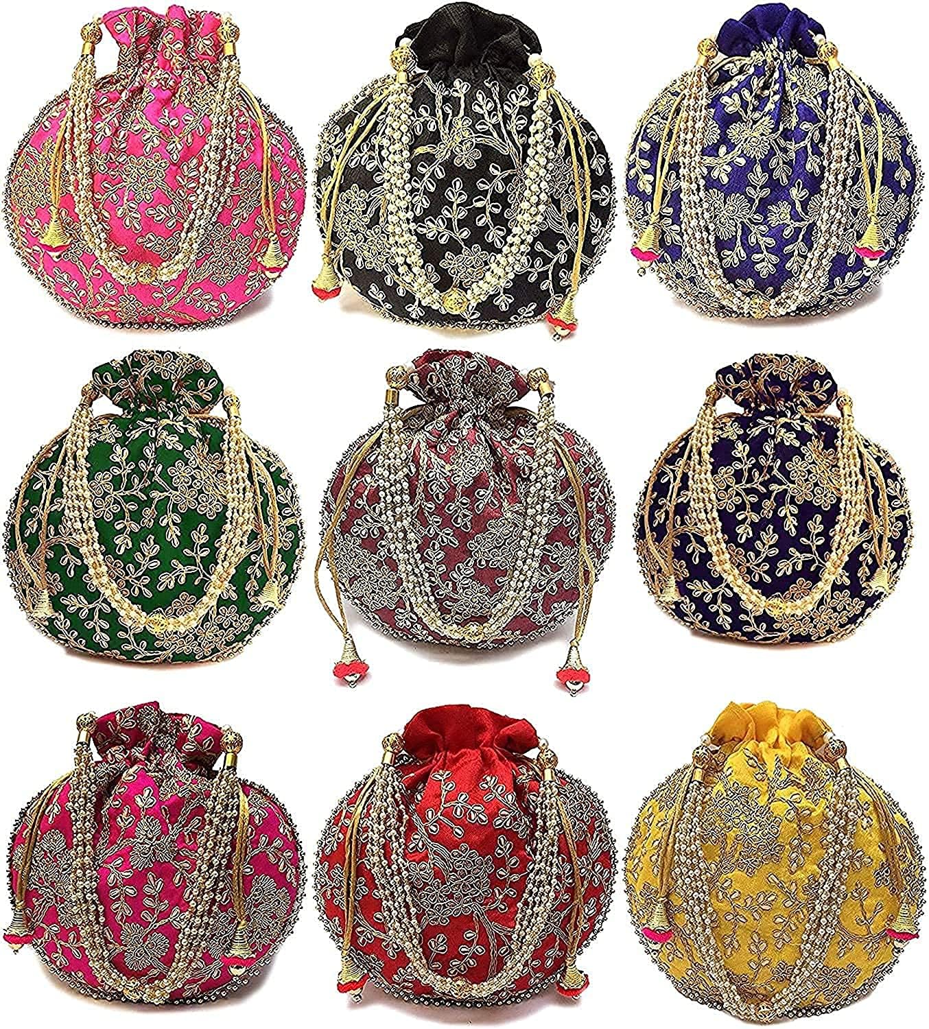 Handicrafts Designer Women Potli Bags or Wristlets or rajasthani batwa for Wedding & Parties, Best for gifting