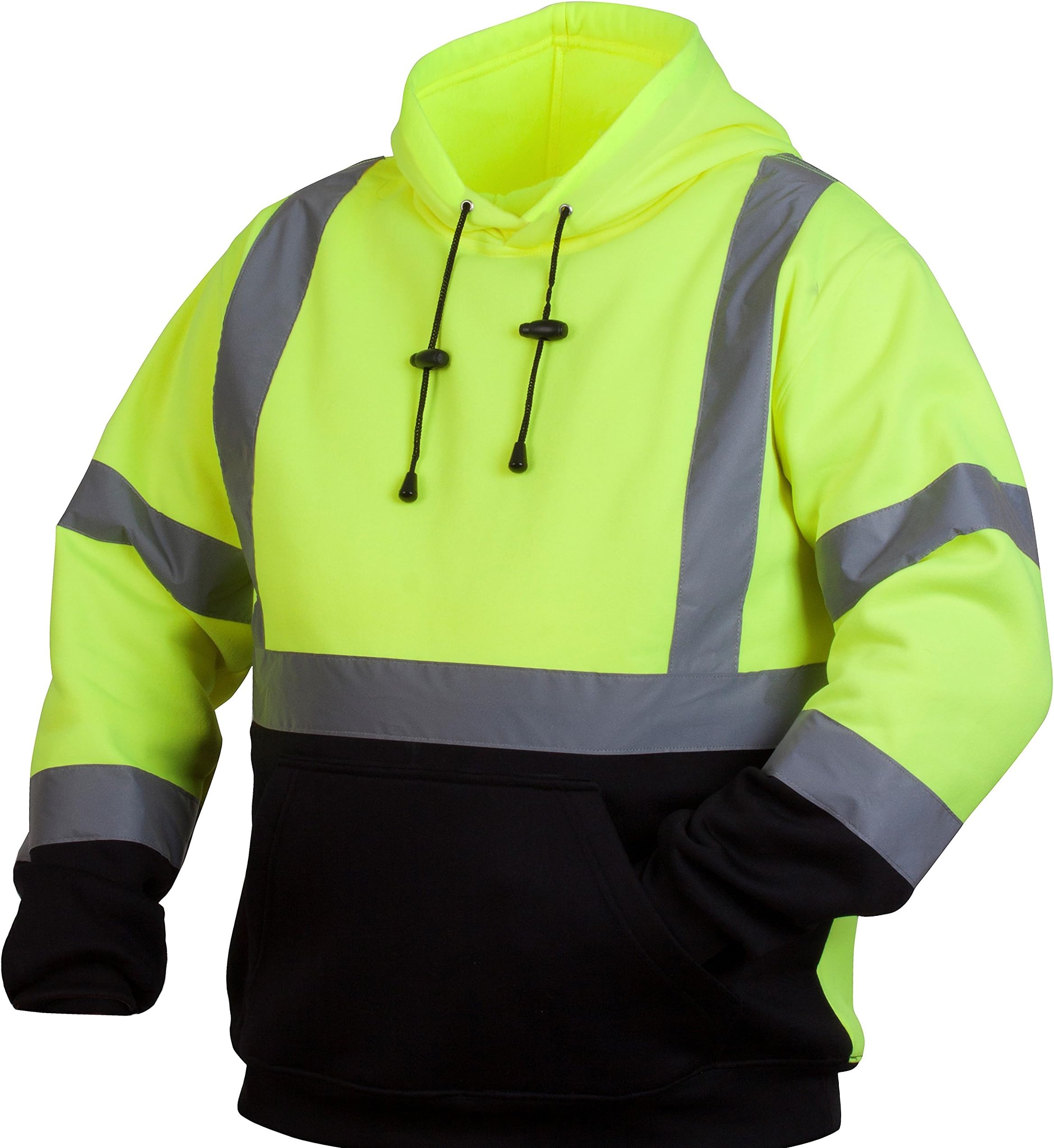 Safety Pullover Sweatshirt With Black Bottom Hi Vis Lime,Extra Large
