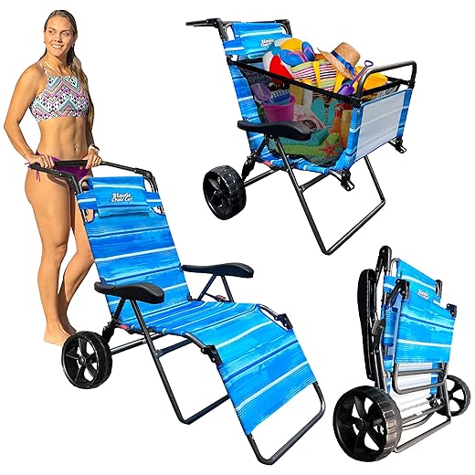 Beach Cart Chair – 2 in 1 Turns from Beach Cart to Beach Chair – Large