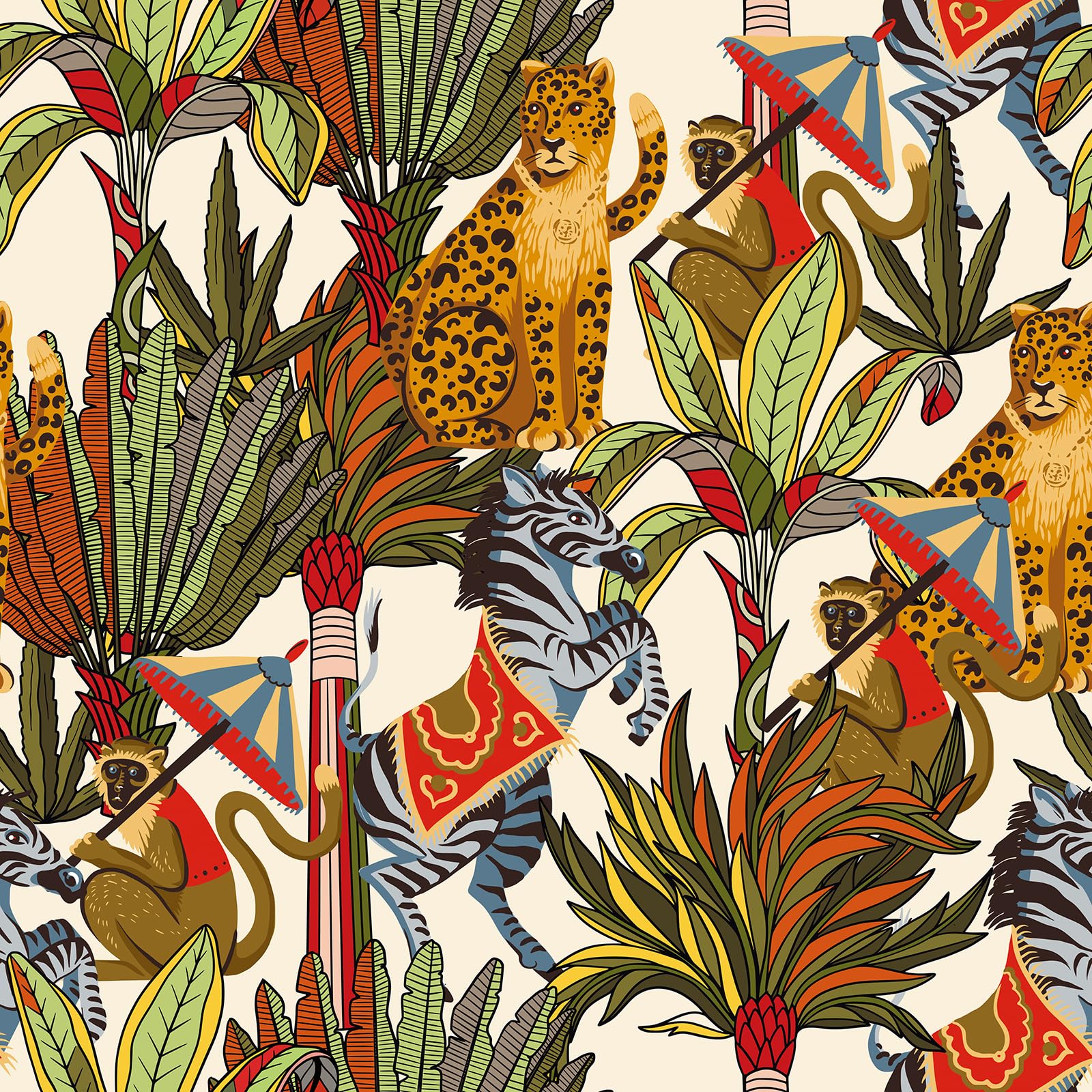 Papel Pintado Safari ReWallpaper Adhesivo Vinilo Infantil para Muebles y Paredes 44.5CM