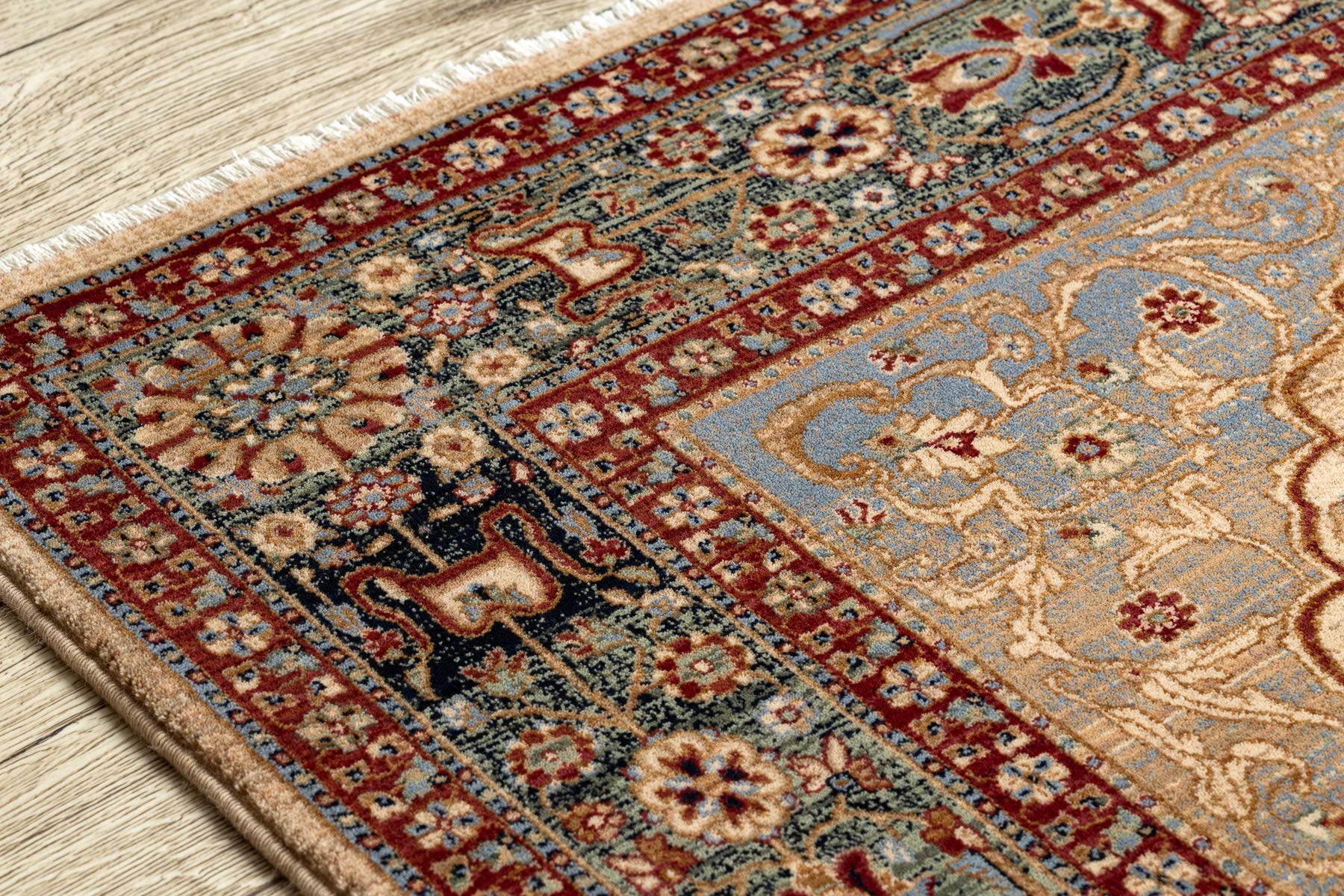 Dywan wełna KESHAN rozeta orientalna 7519/53555 beżowy/ciemnoniebieski 160x230 cm beżowy Dywanik do Sypialni