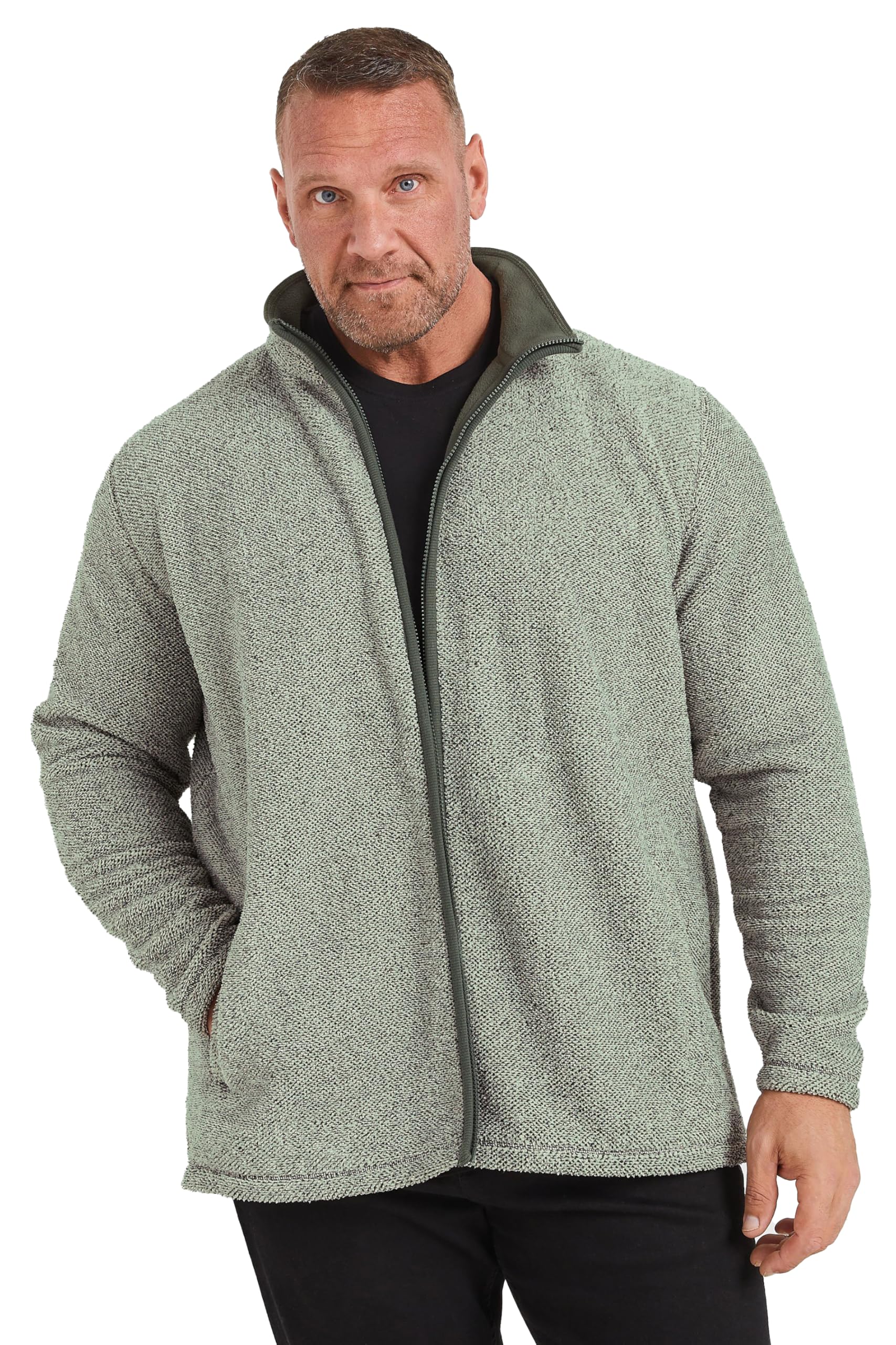 BadRhino Big & Tall Textured Zip Through Fleece - Men's - Plus Size Curve