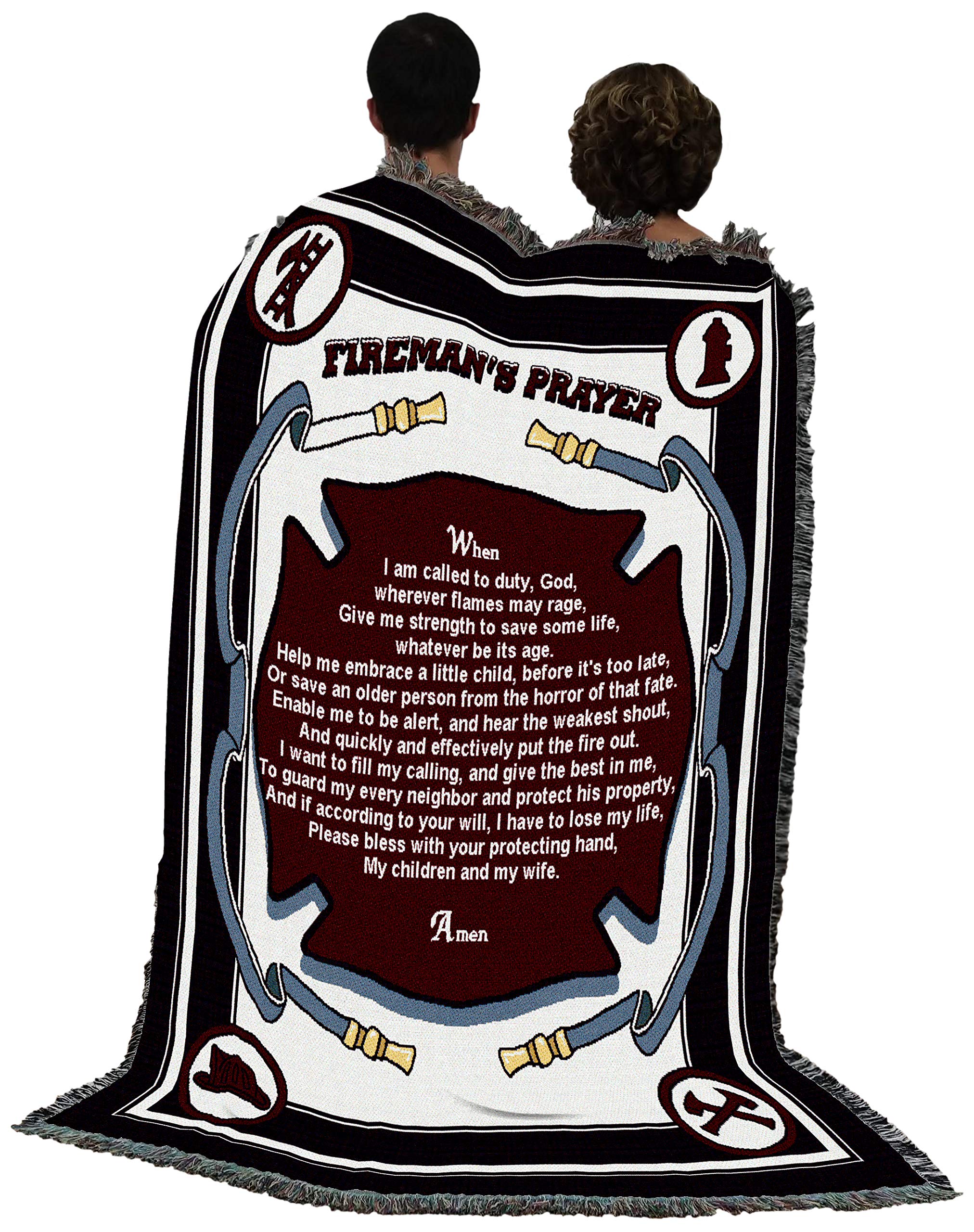 Pure Country Weavers Decke Mit Feuerwehrmann-Wappen – Gewebte Baumwolldecke Als Überwurf