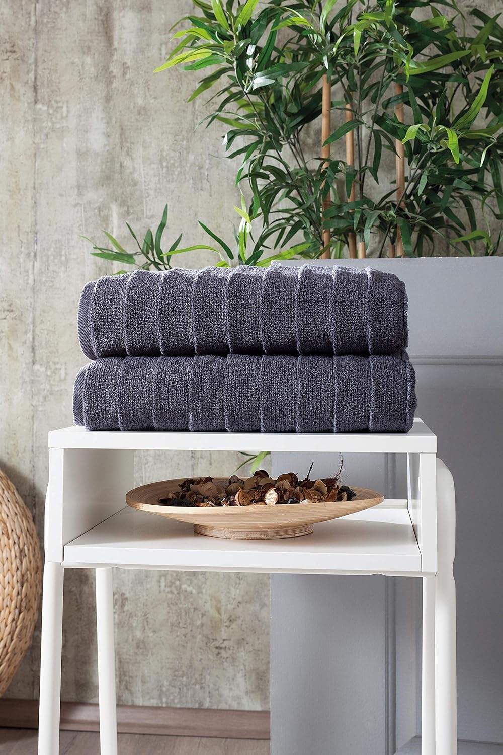 BAGNO MILANO Turkish Bath Towels Set - 100% Cotton Towels Velvety Soft & Ultra-Absorbent (Grey, 6 pcs Towel Set)