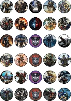 ENDLESS CHOICES 30 x Edible Cupcake Toppers 30x Robot Treasures Themed Collection of Edible Cake Decorations | Uncut Edible on Wafer Sheet