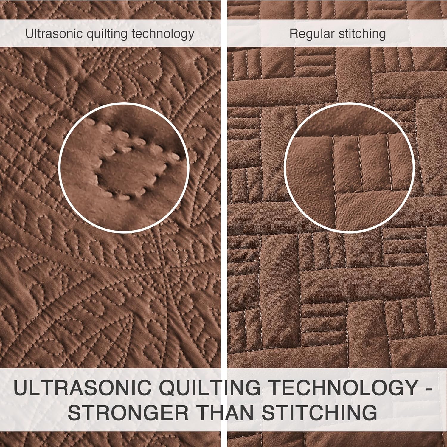 Love's cabin King Size Quilt Bedding Set Brown Bedspreads - Bed Lightweight Bedspread Comforter - Coin Pattern Bedding Coverlet for All Season - 3 Pieces (1 Quilt, 2 Pillow Shams) - Image 3