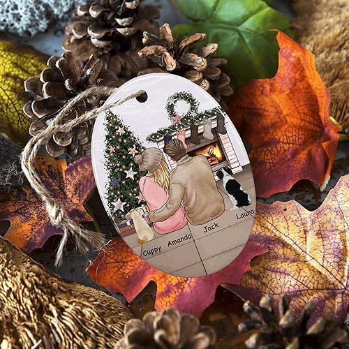 Miniatura 56 de Bonitos adornos personalizados para parejas con retrato, adorno personalizado para árbol de Navidad con nombre de mascota, perro, gato, raza, regalo